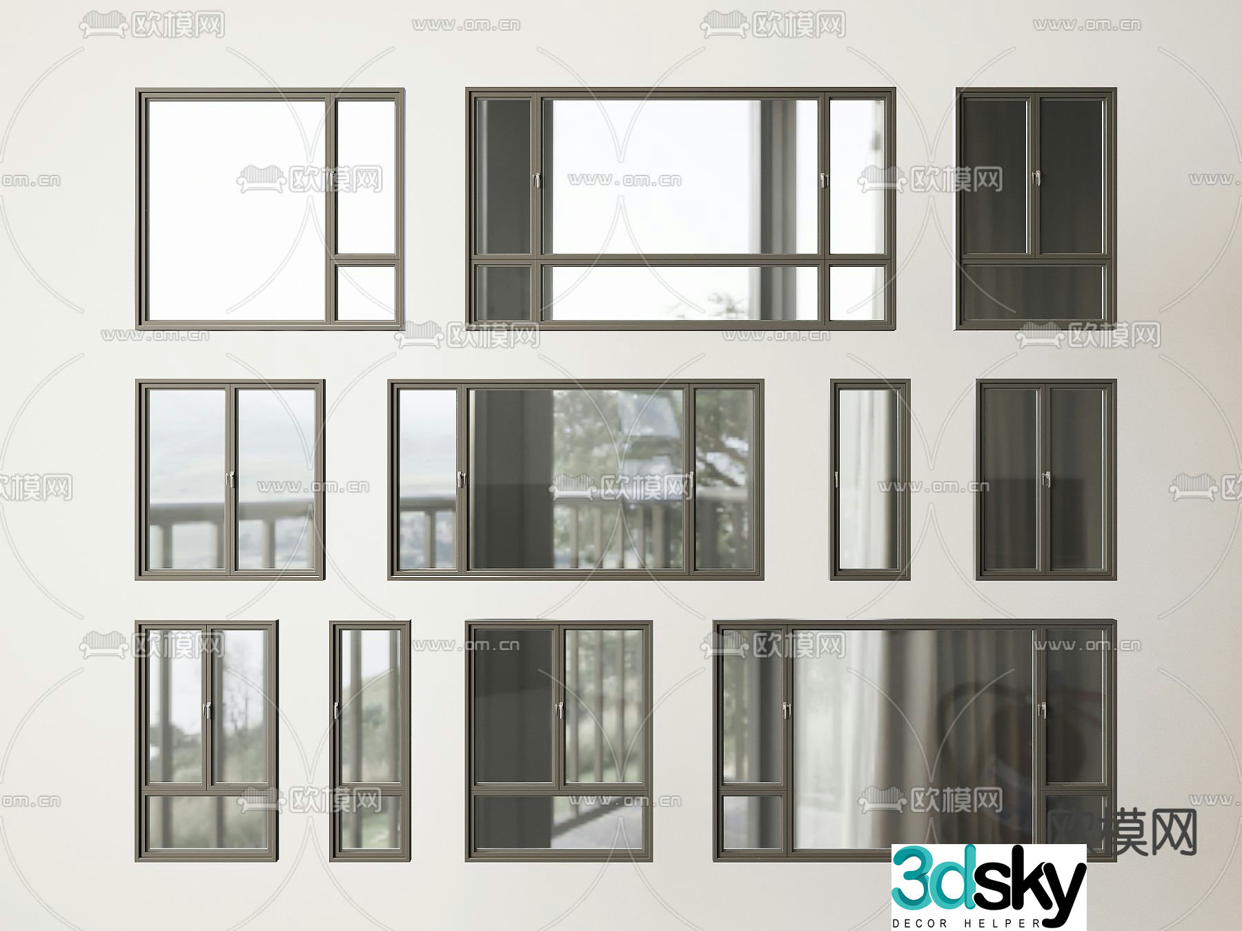 Window Floor-to-ceiling window Sliding window Casement window Folding window 3D model
