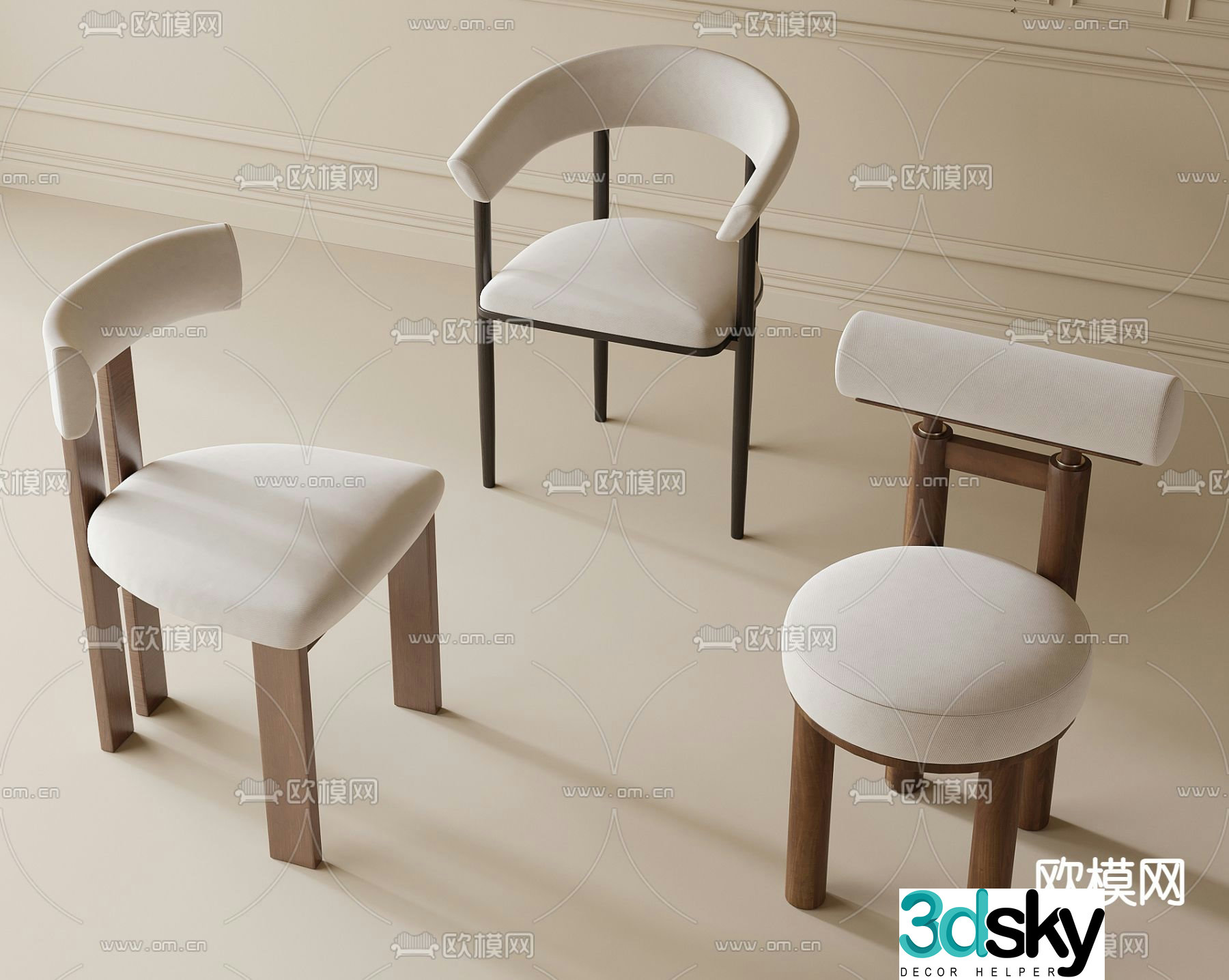 Modern chair dining chair 3d model