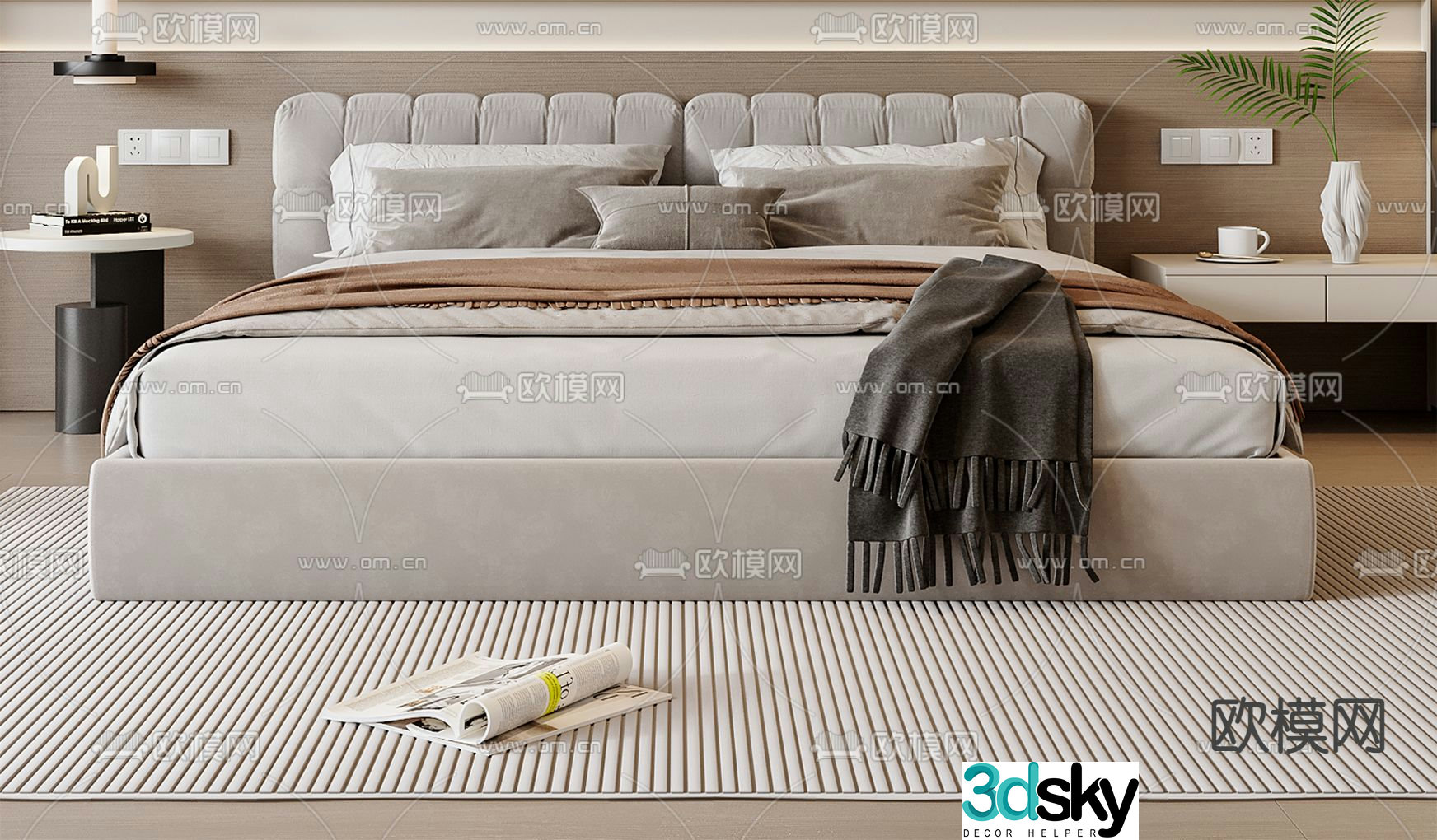 Modern double bed 3d model