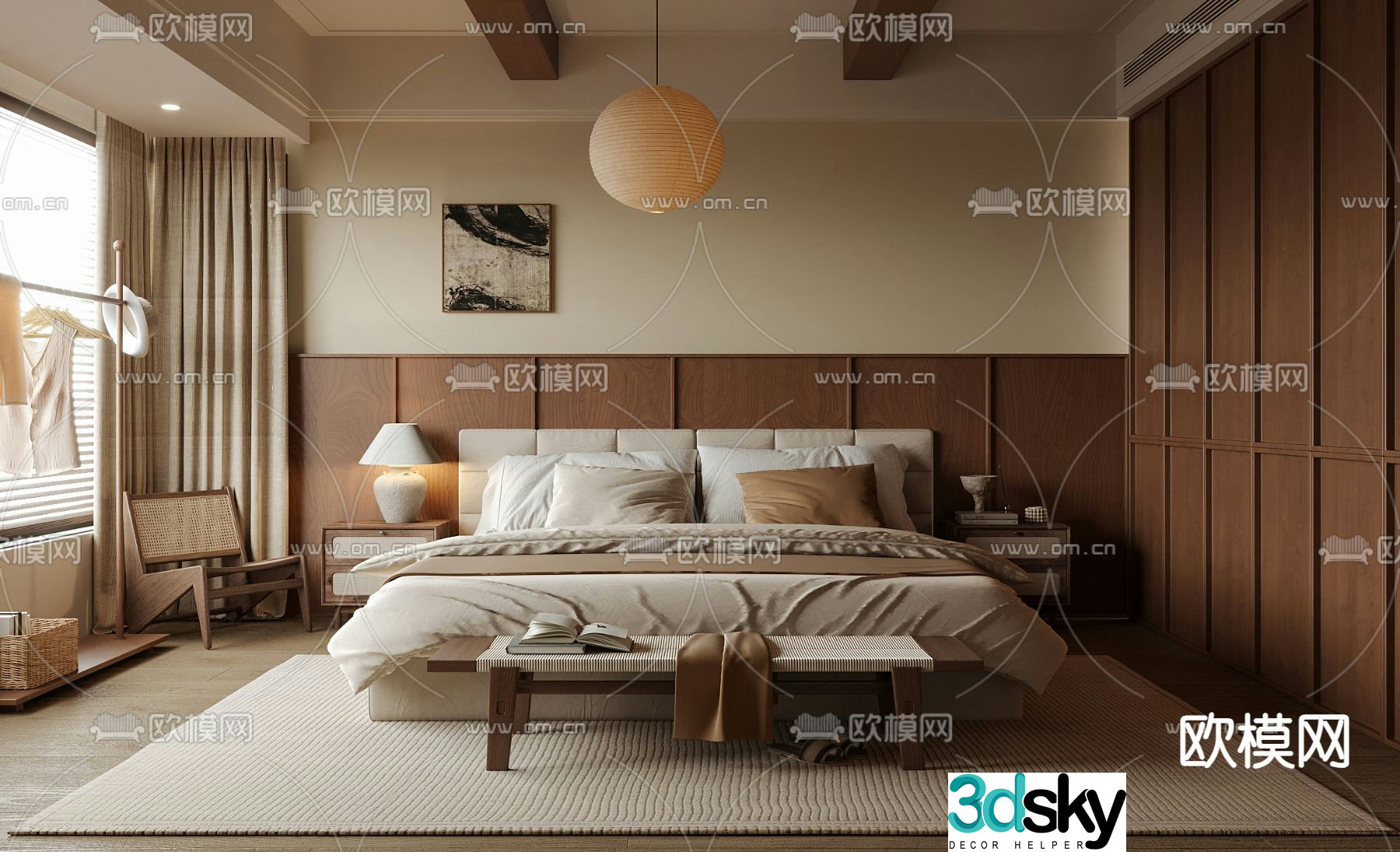 Middle style bedroom master bedroom master room 3d model