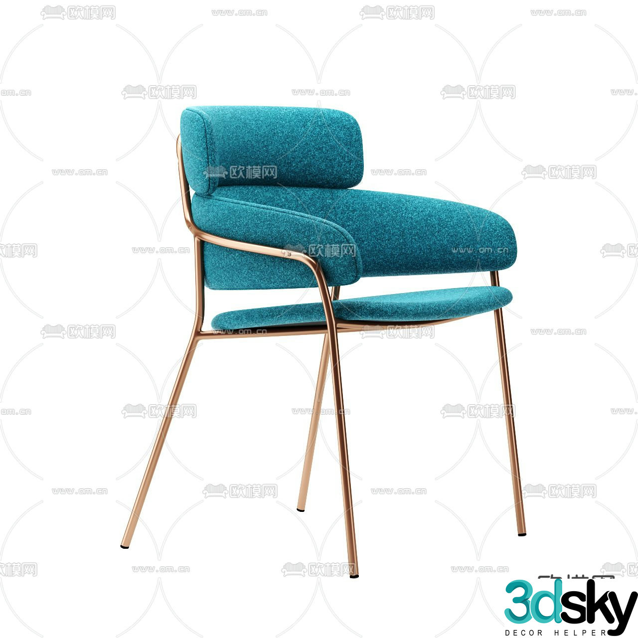 Light luxury chair dining chair 3d model