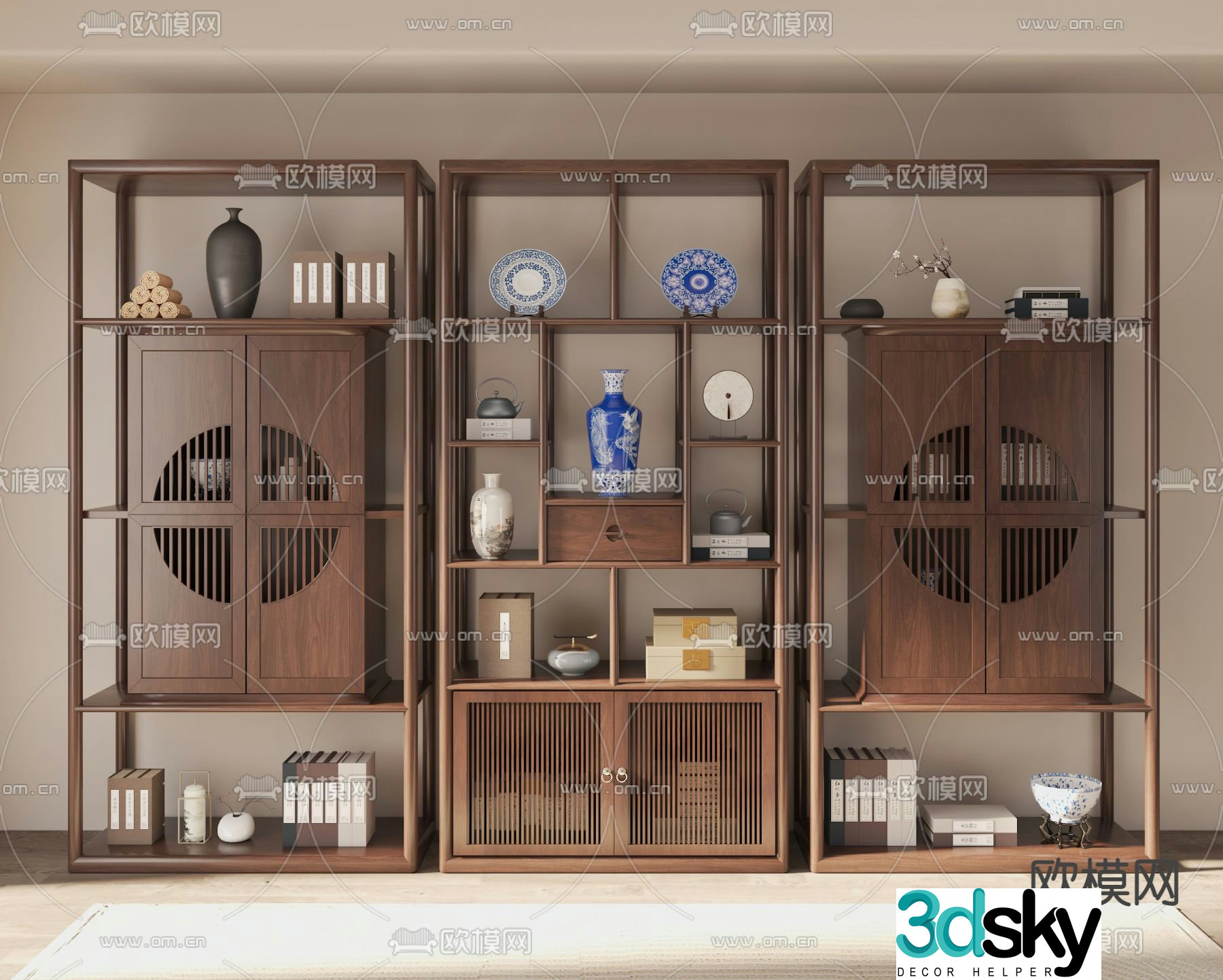 New Chinese style Bogu rack storage rack 3D model