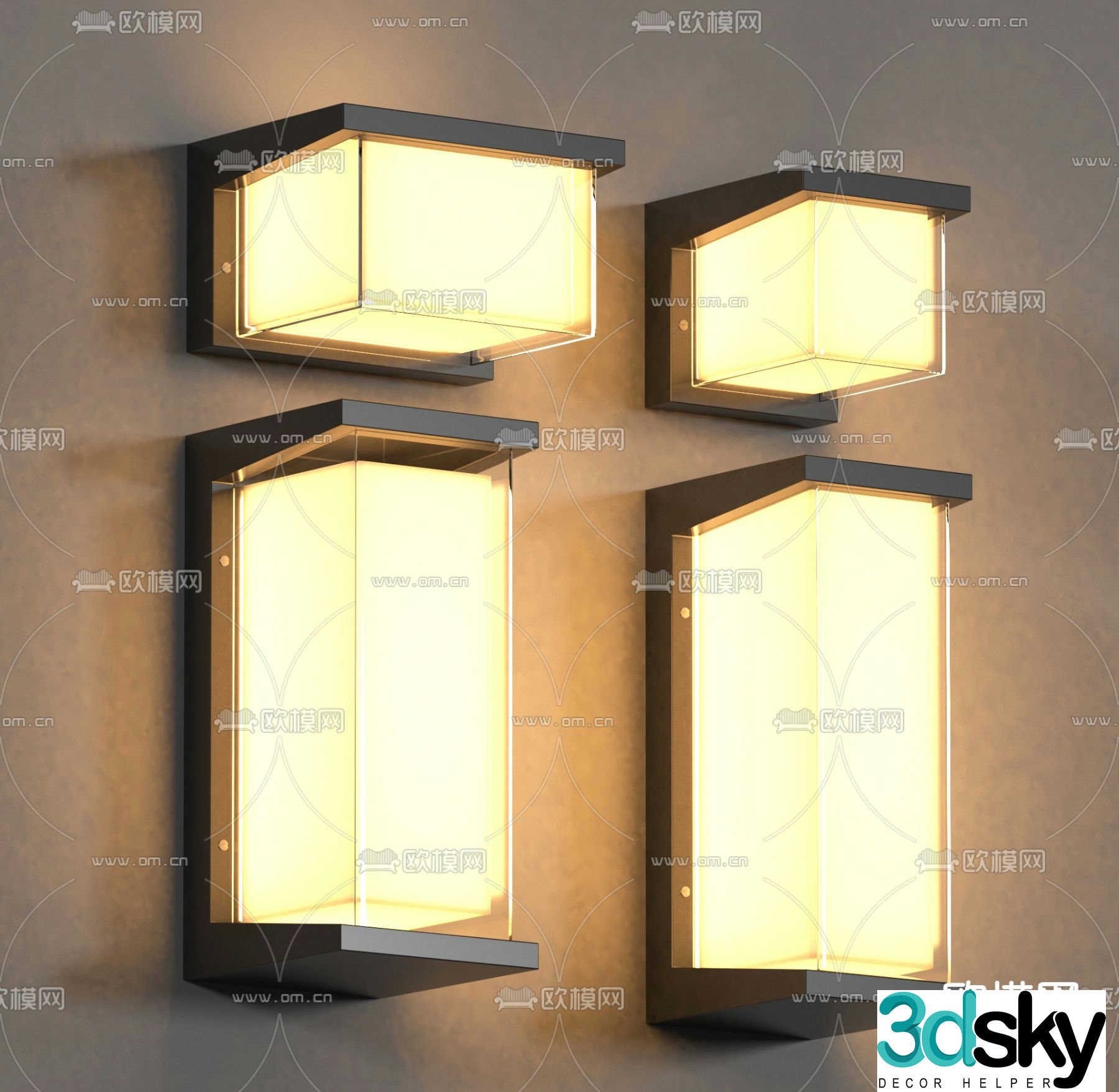 Creative wall lamp square wall lamp 3d model
