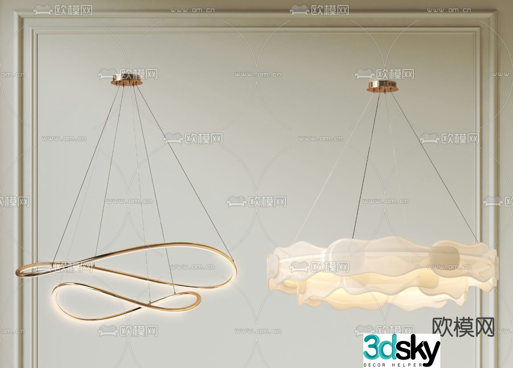Light luxury chandelier ring chandelier art chandelier 3d model