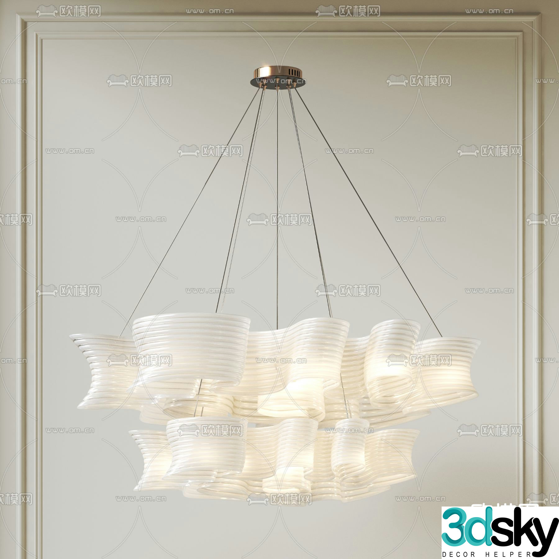 Creamy Chandelier Hall Chandelier 3d Model