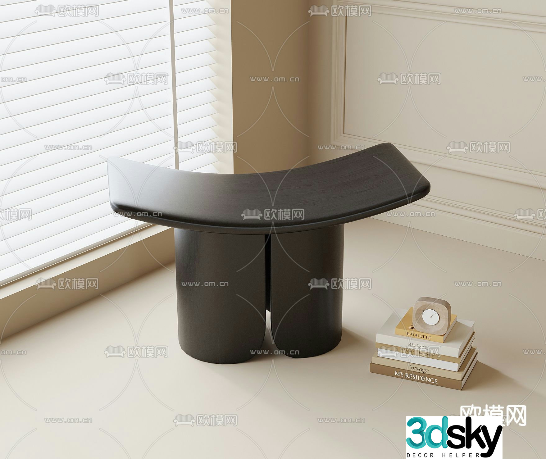 Wabi-sabi style shoe changing stool 3D model