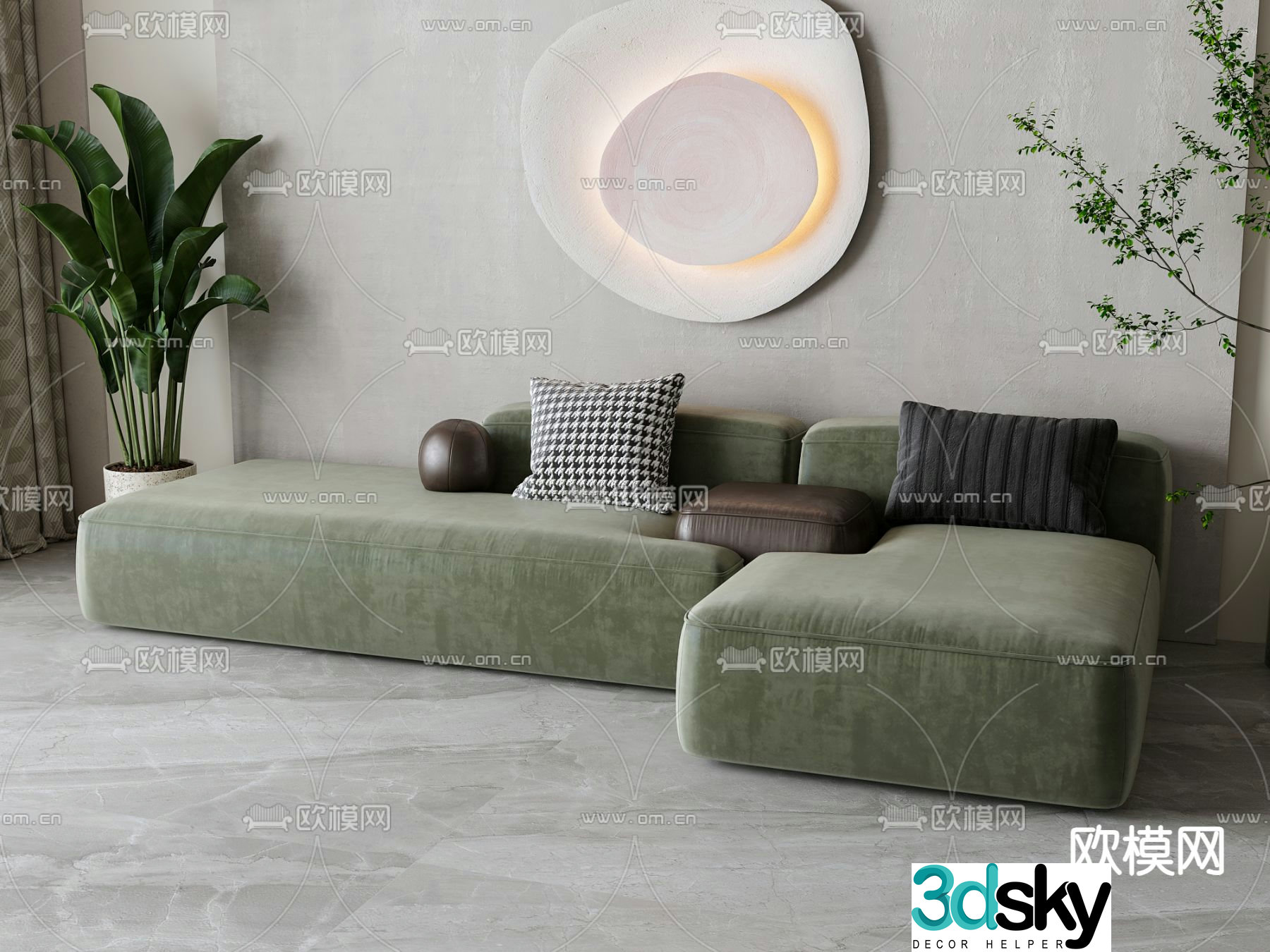 Multi-person sofa corner sofa 3d model