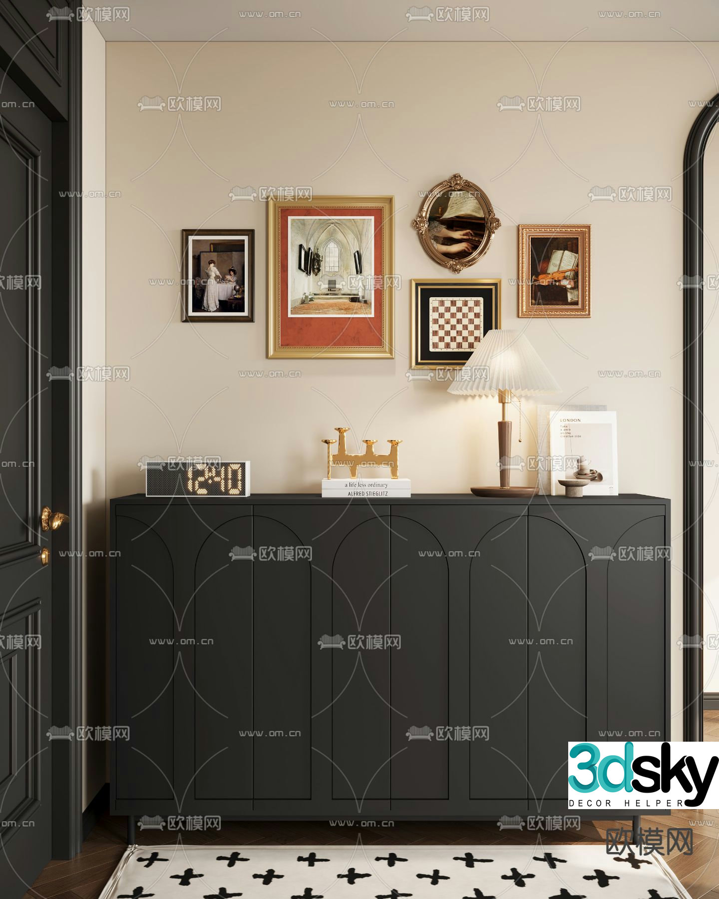 French style shoe cabinet low cabinet 3d model