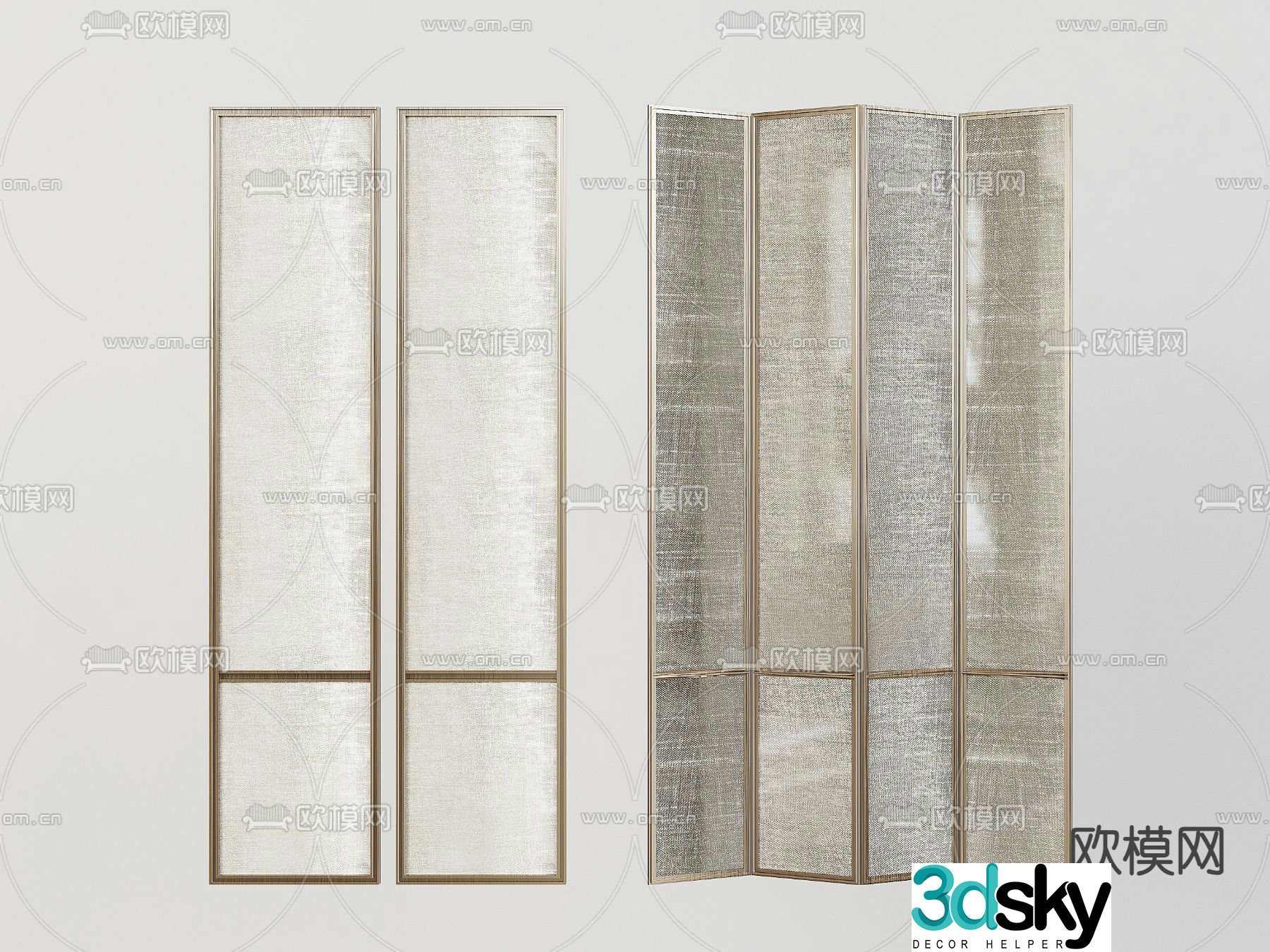 Glass partition frosted screen 3d model