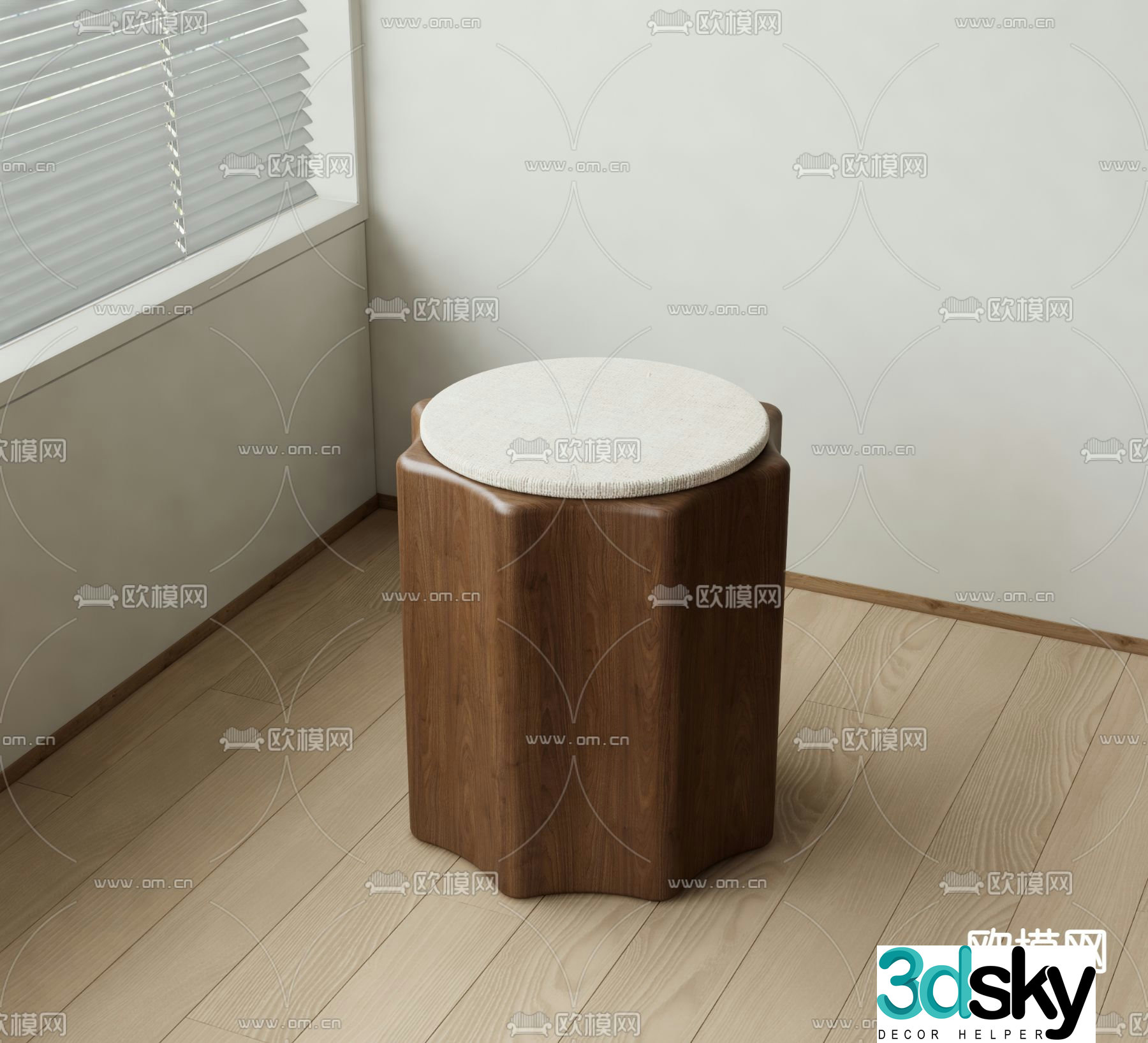Stool makeup stool shoe changing stool wooden stool 3d model