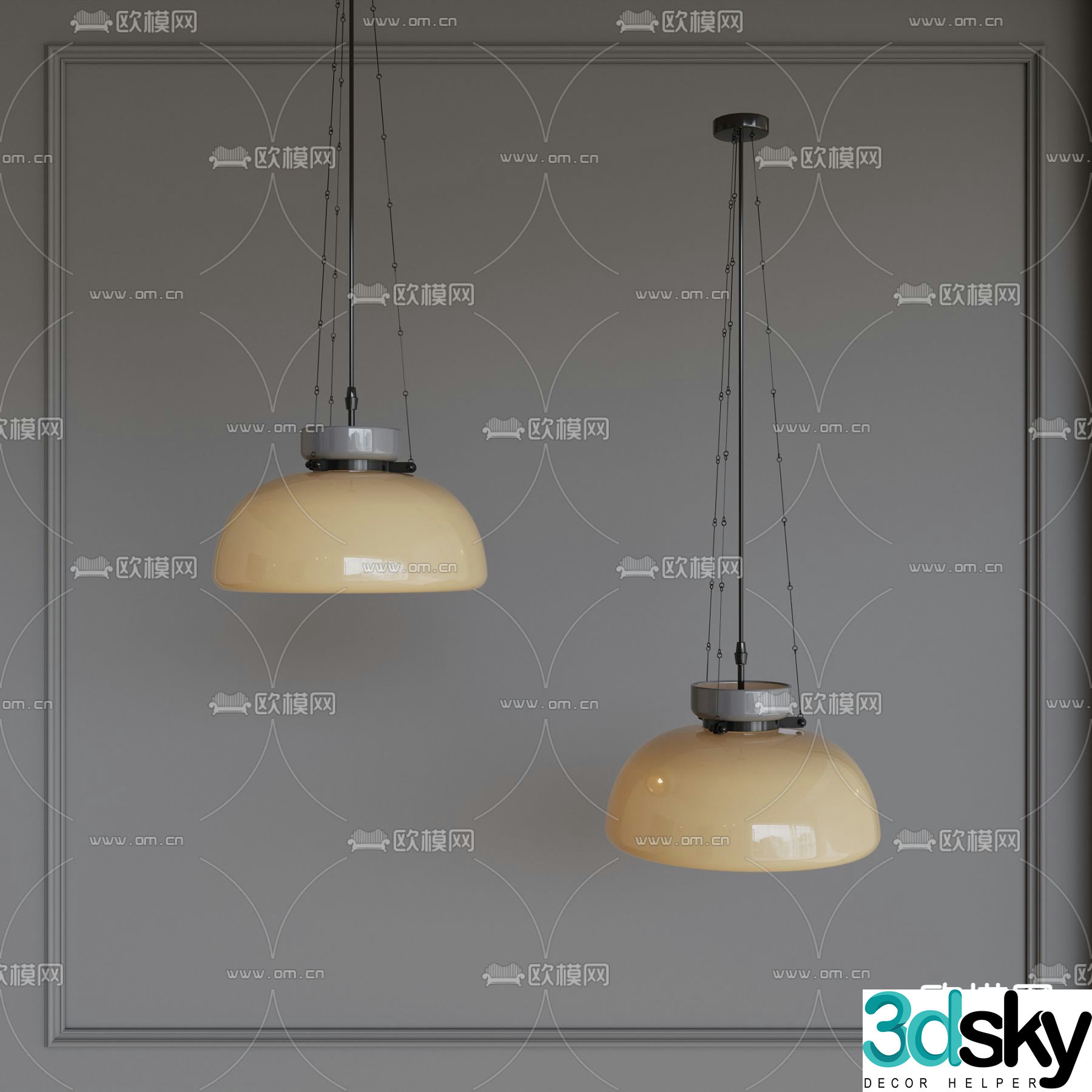 Middle-aged chandelier Glass chandelier 3d model