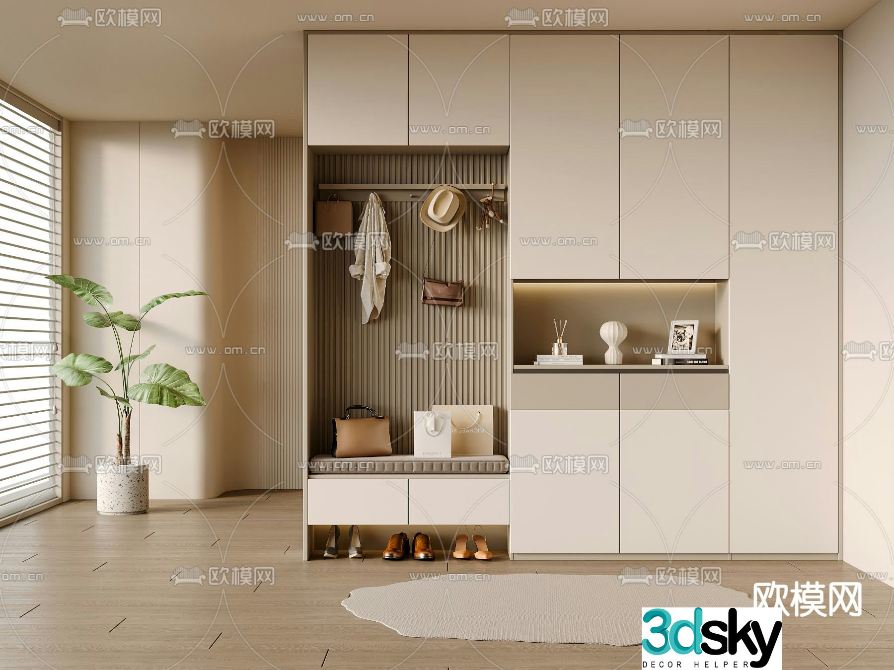 Modern shoe cabinet shoe and hat cabinet 3d model