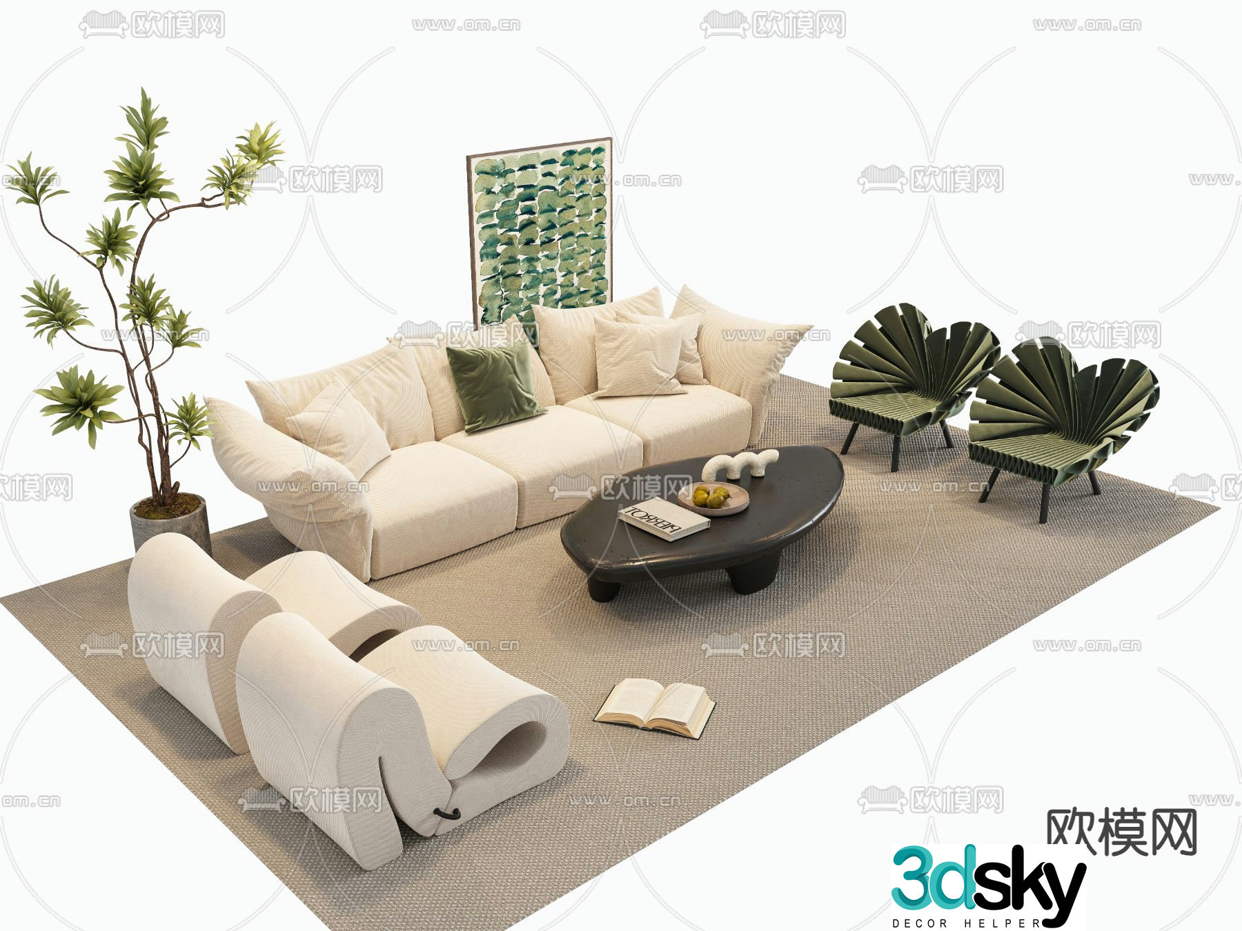 Modern sectional sofa 3d model