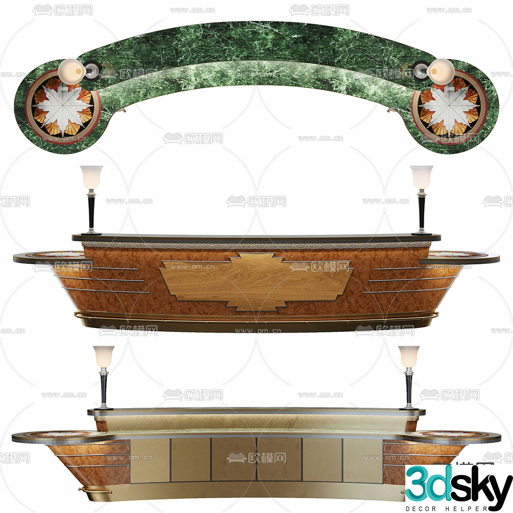 European style front desk service desk reception desk 3d model