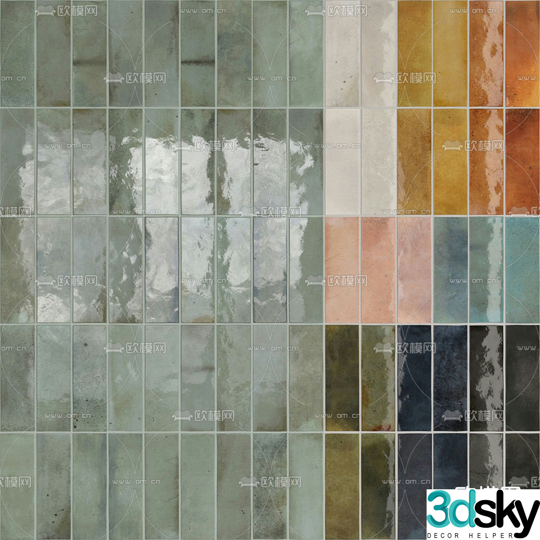 wall tiles tiles mosaic tiles 3d model