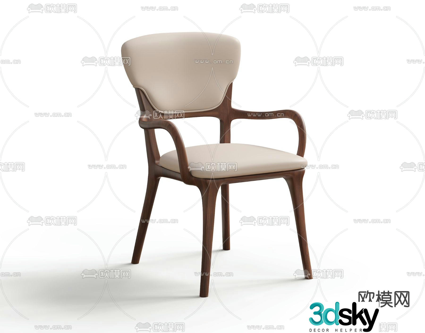 Minimalist dining chair leisure chair 3d model