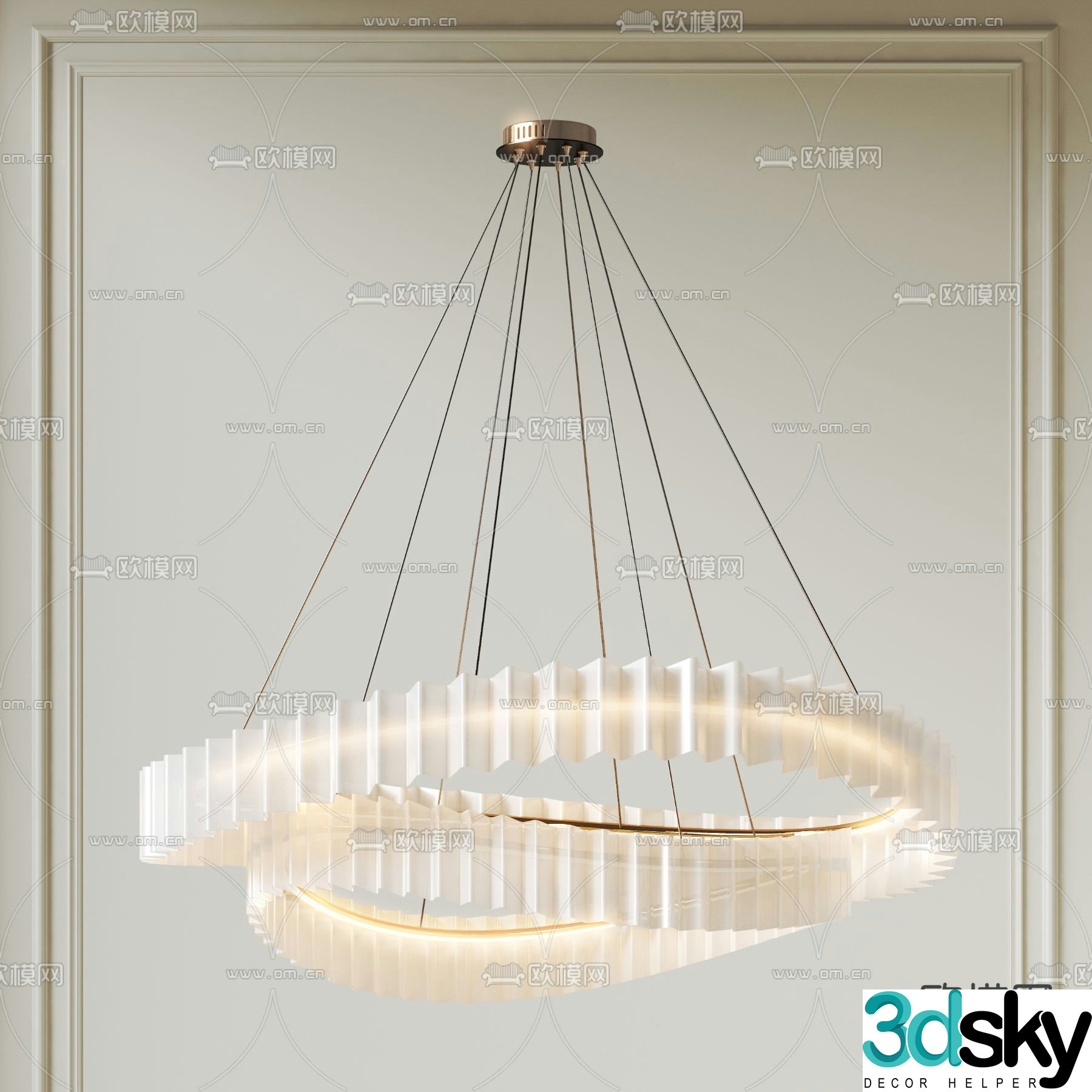 Cream style chandelier restaurant chandelier 3d model