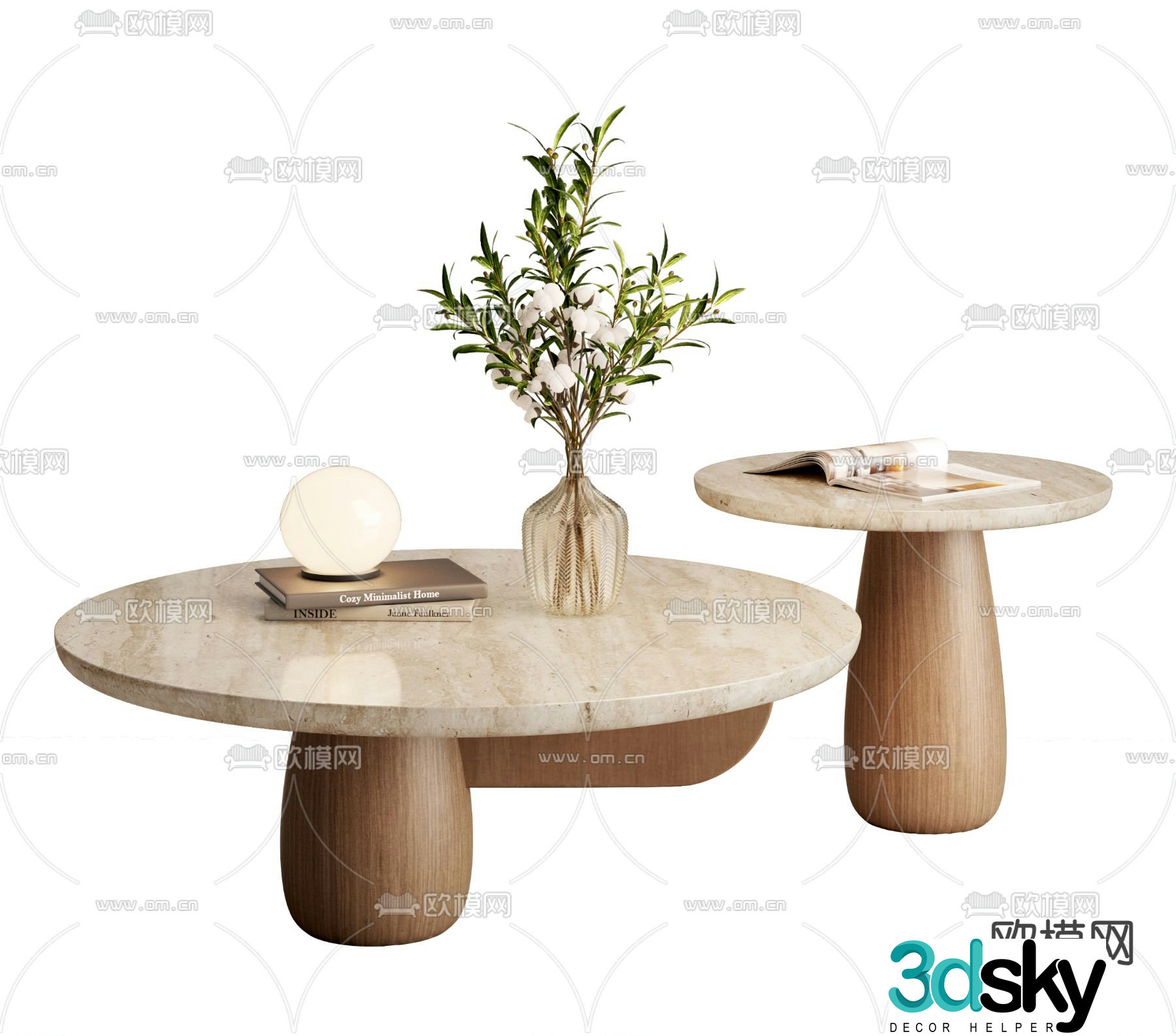 Wabi-sabi coffee table mother-and-son coffee table 3d model