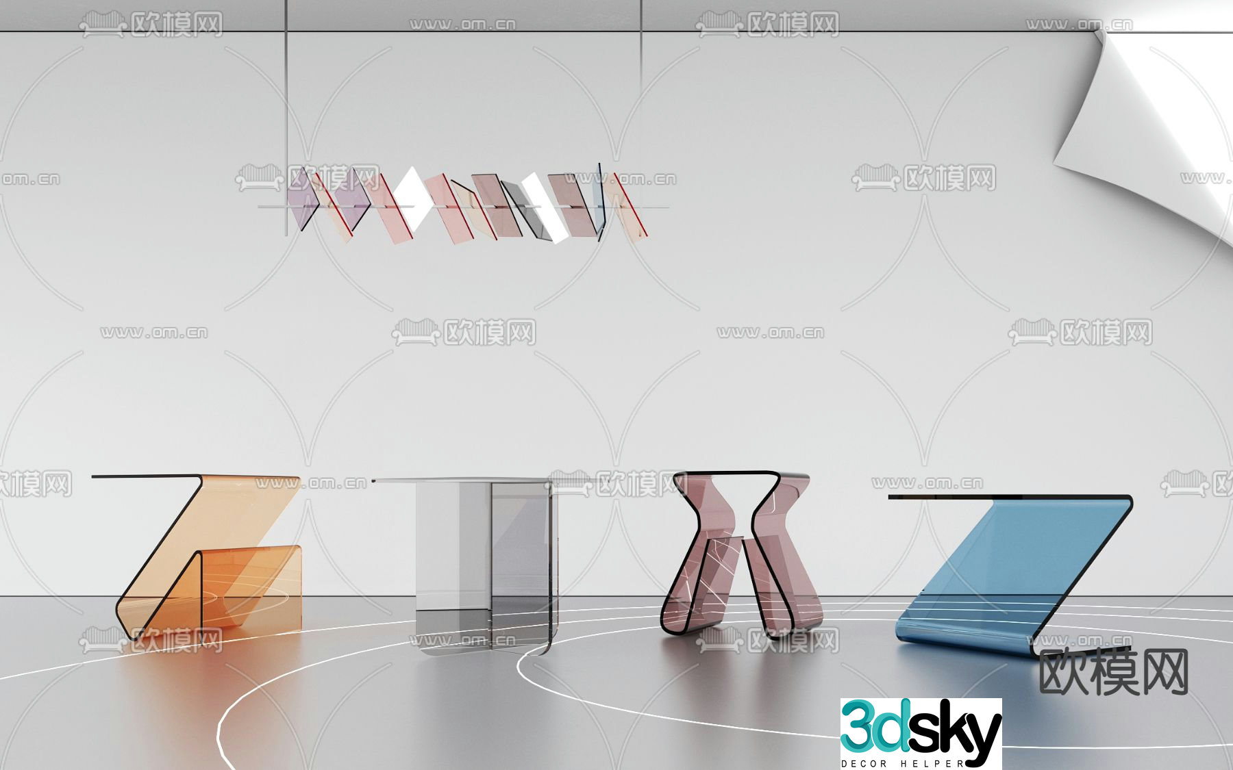 Acrylic stool special shaped stool 3d model