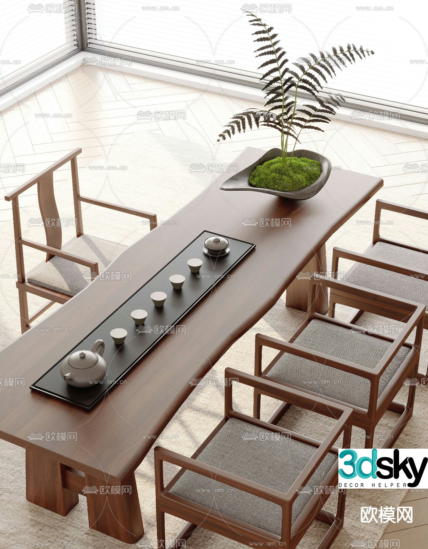 New Chinese style tea table tea table 3d model
