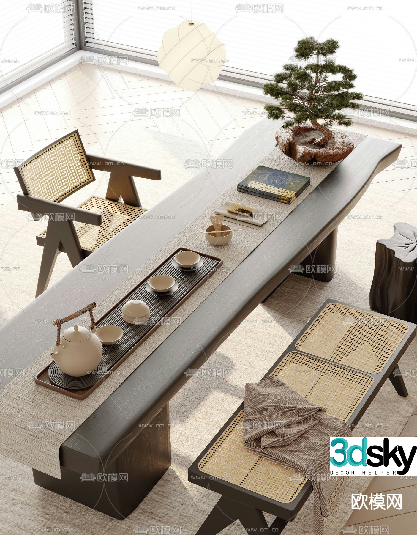 New Chinese tea table tea table 3D model