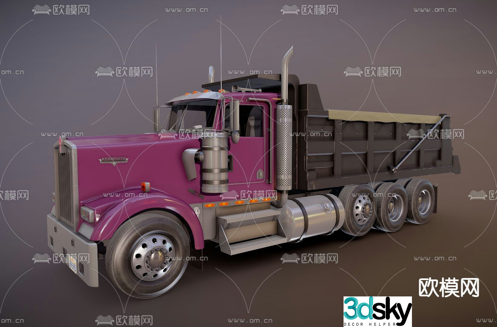 retro car truck transporter 3d model