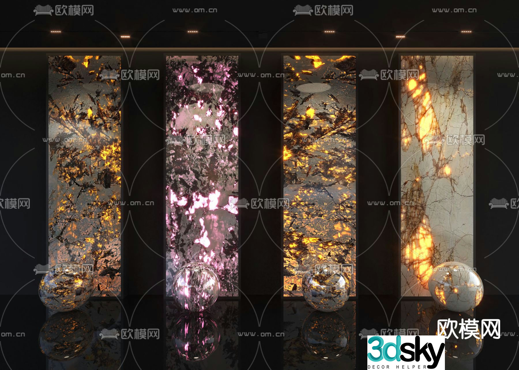Translucent stone background wall 3d model