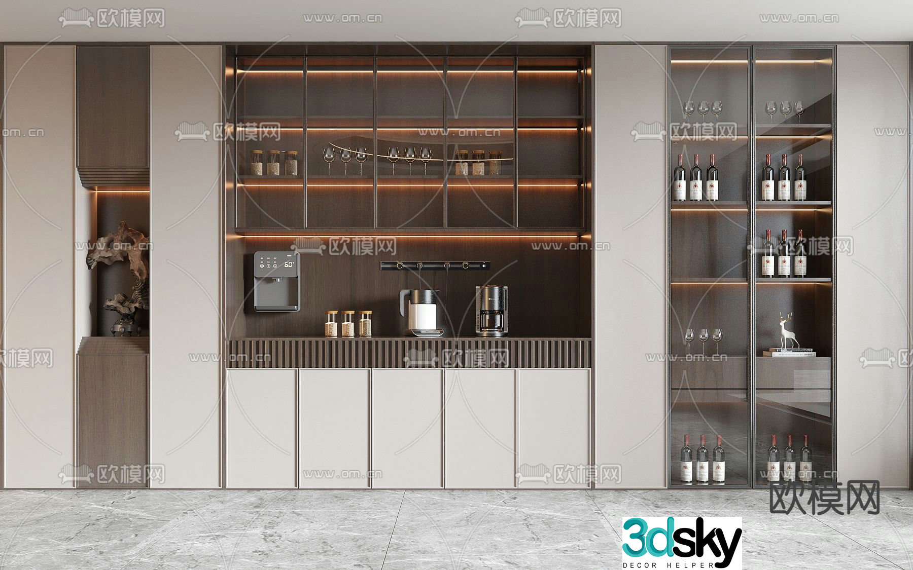New Chinese style wine cabinet sideboard 3D model