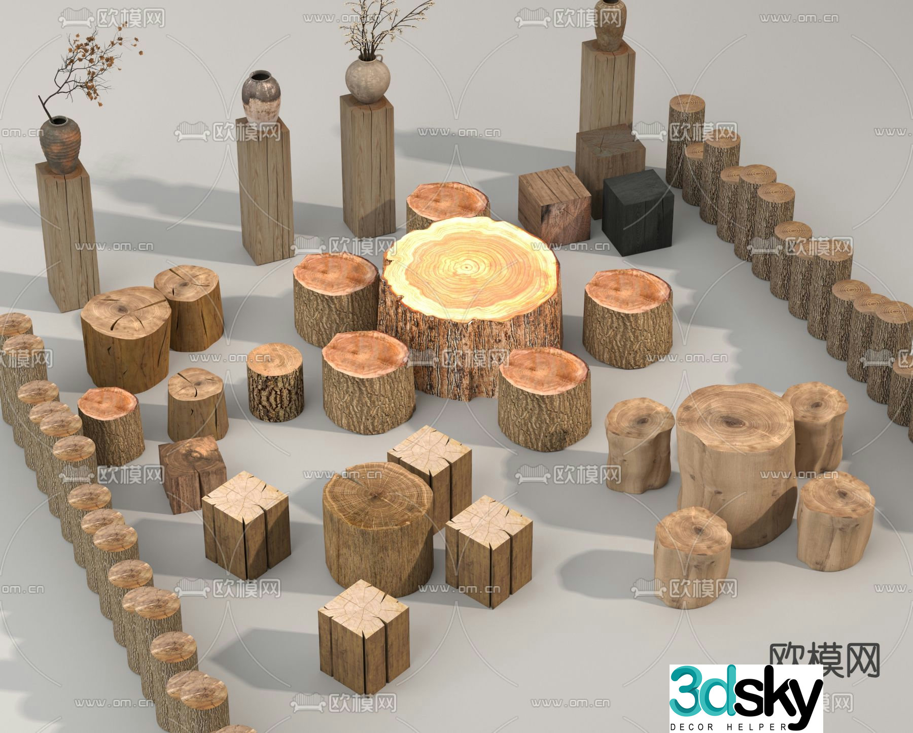 tree stump stool wood stump stool tree stump 3d model
