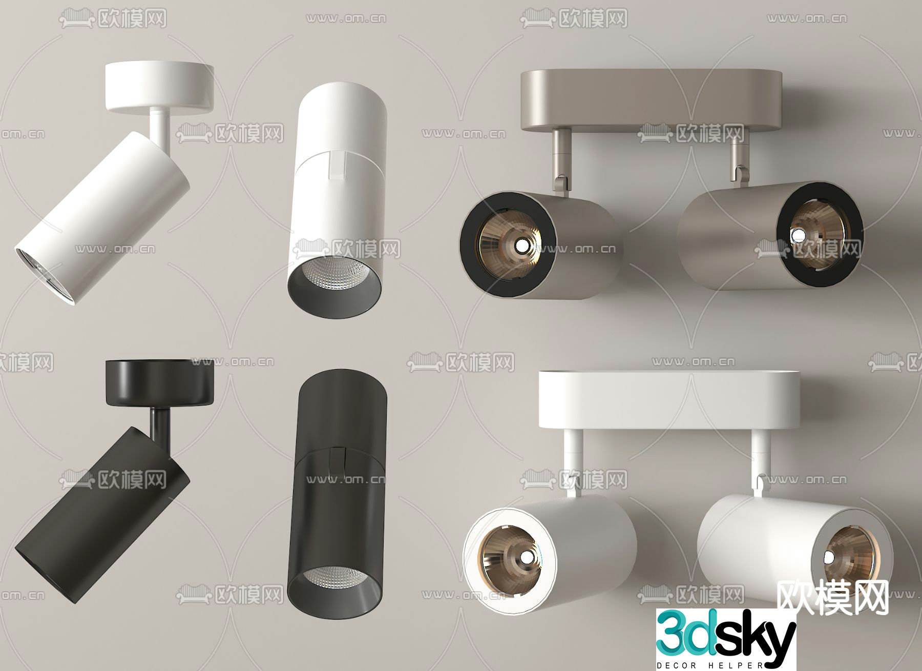 Surface-mounted downlight spotlight magnetic lamp 3D model