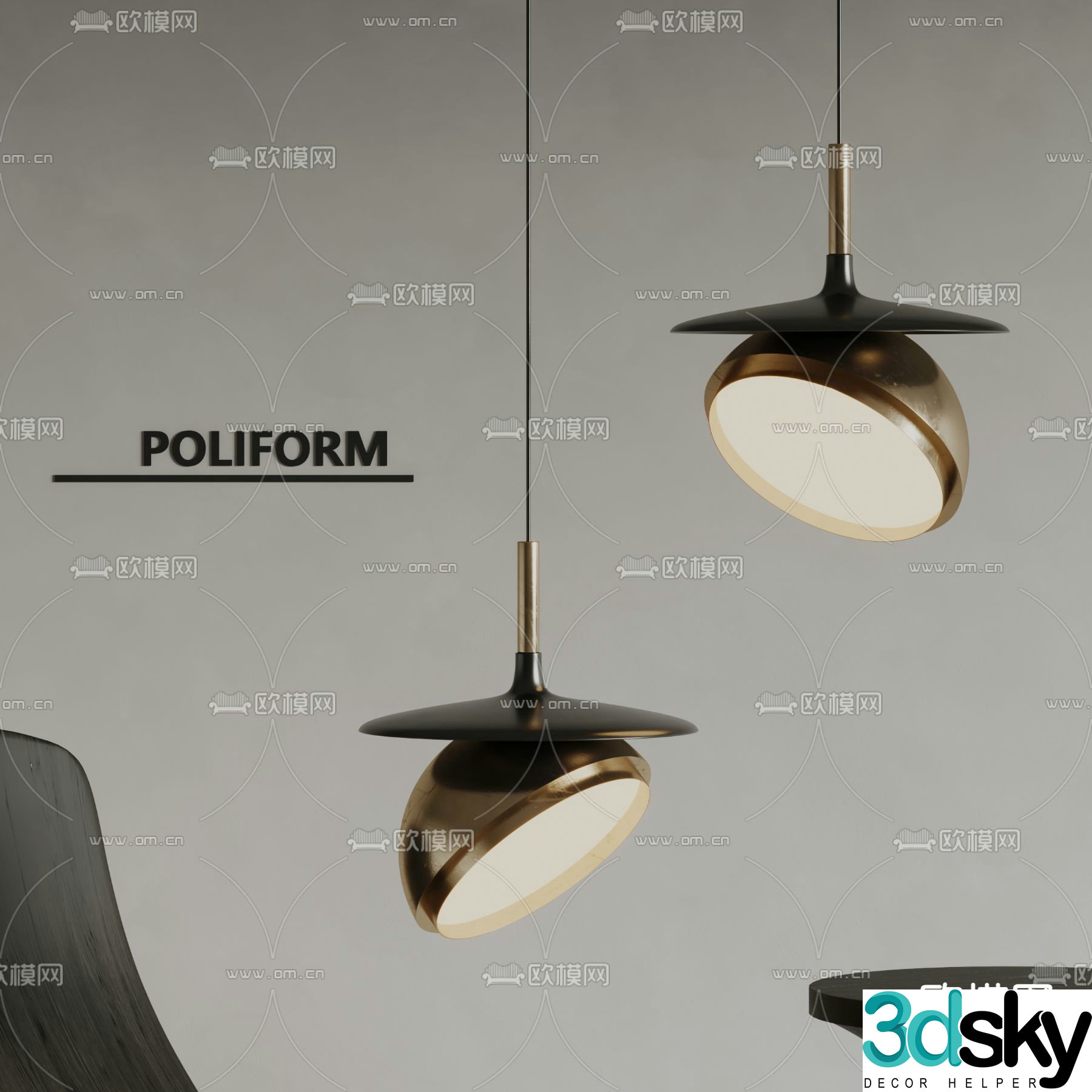 poliform chandelier metal chandelier 3d model