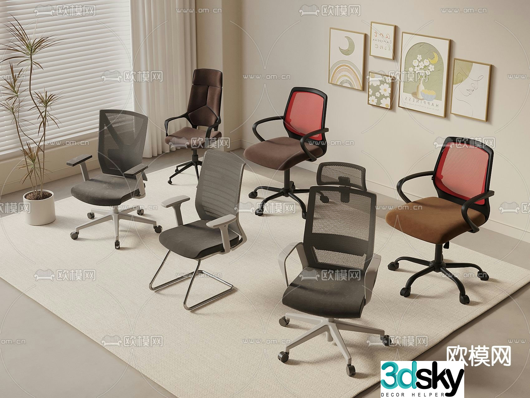 Office chair conference chair staff chair shift chair 3d model