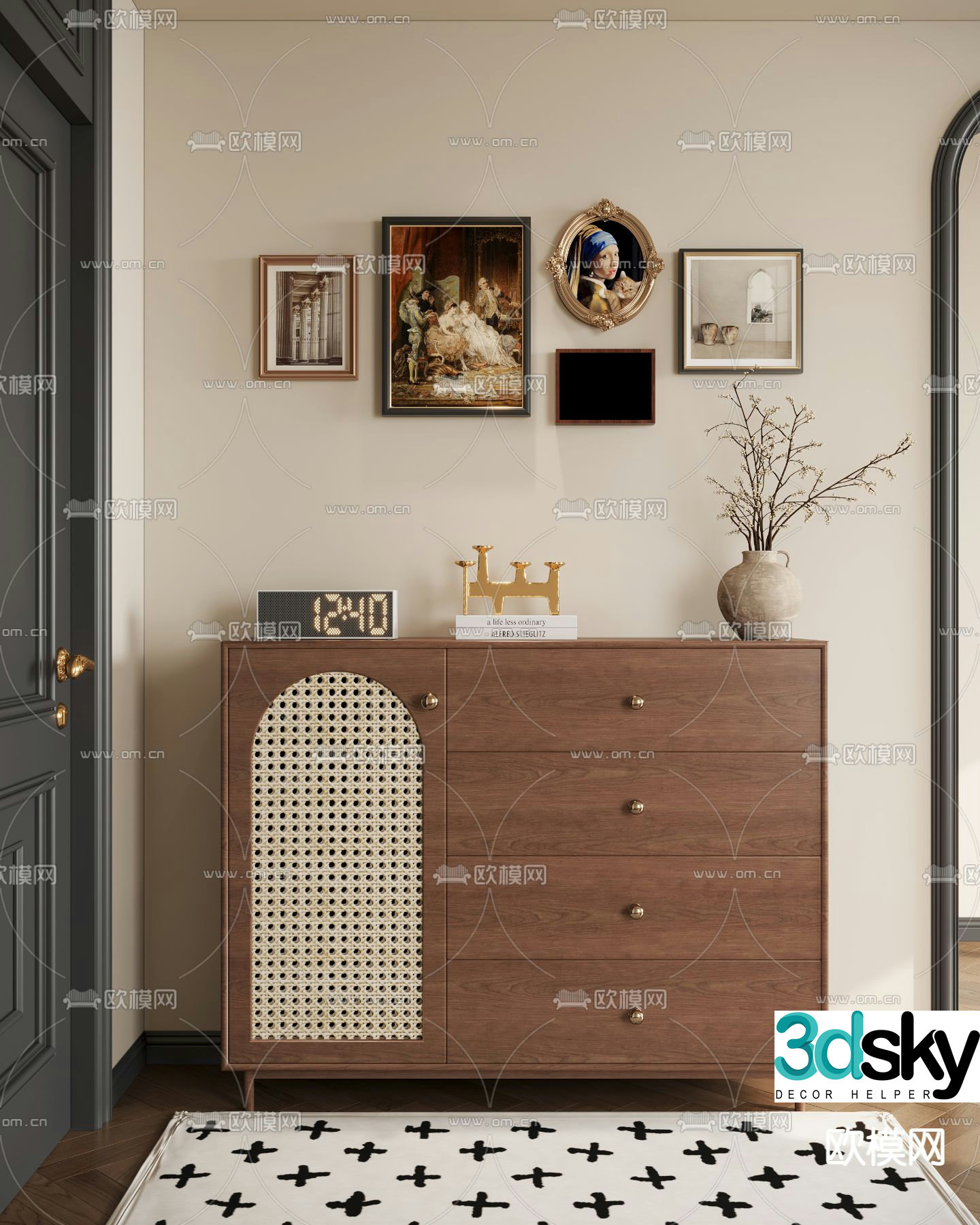 Medieval style chest of drawers 3D model