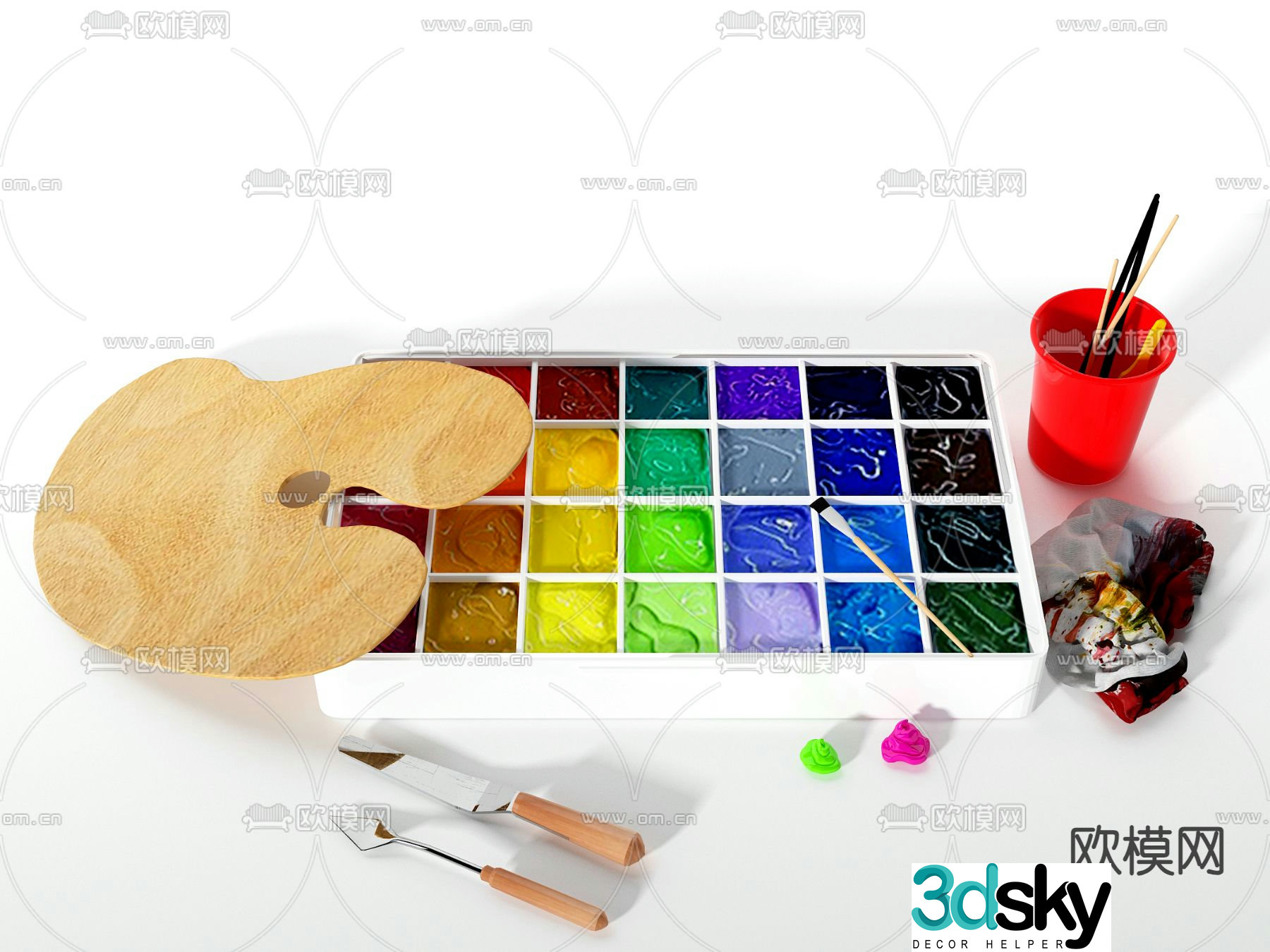 paint box drawing board acrylic 3d model