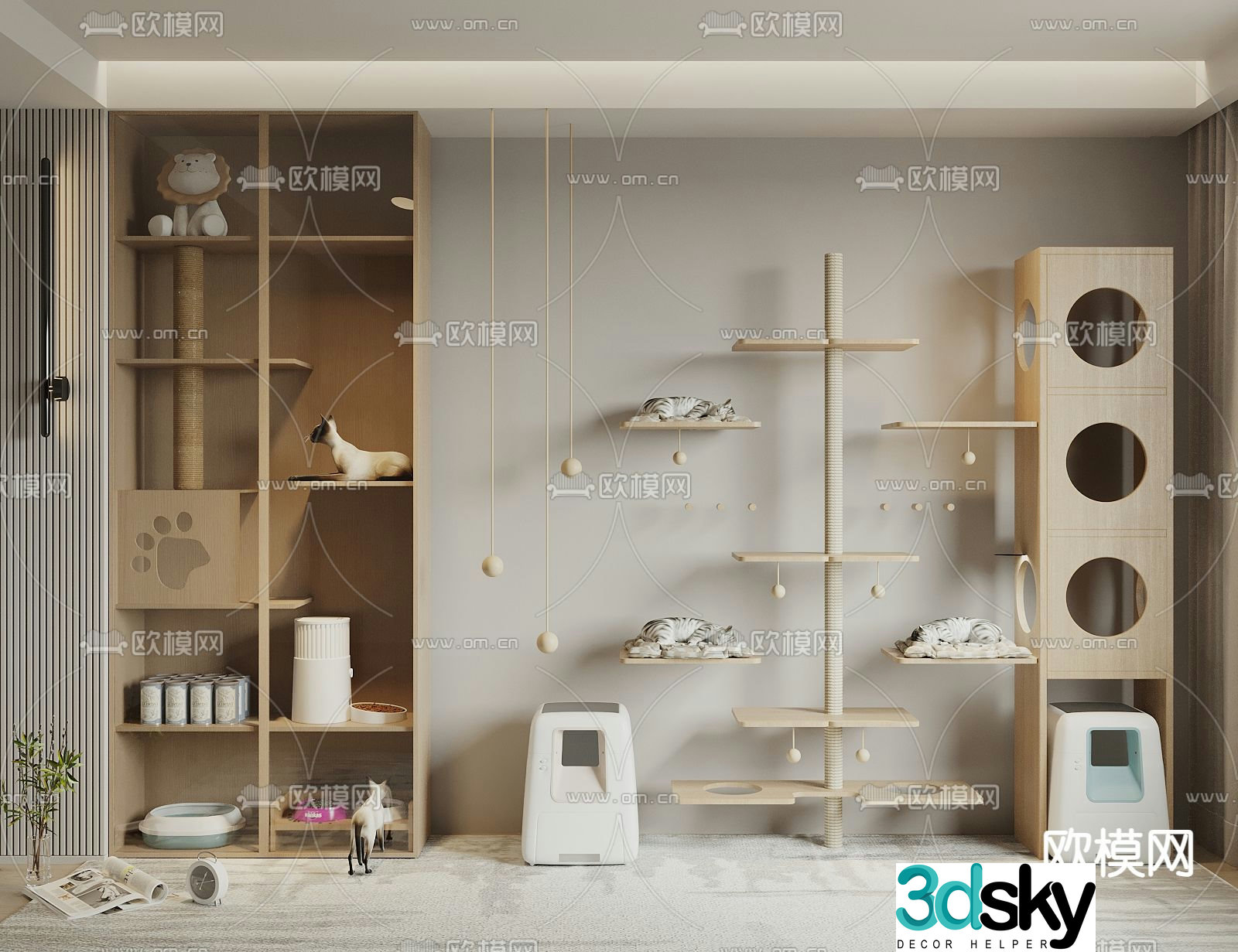 Cat climbing frame cat nest cat food 3d model