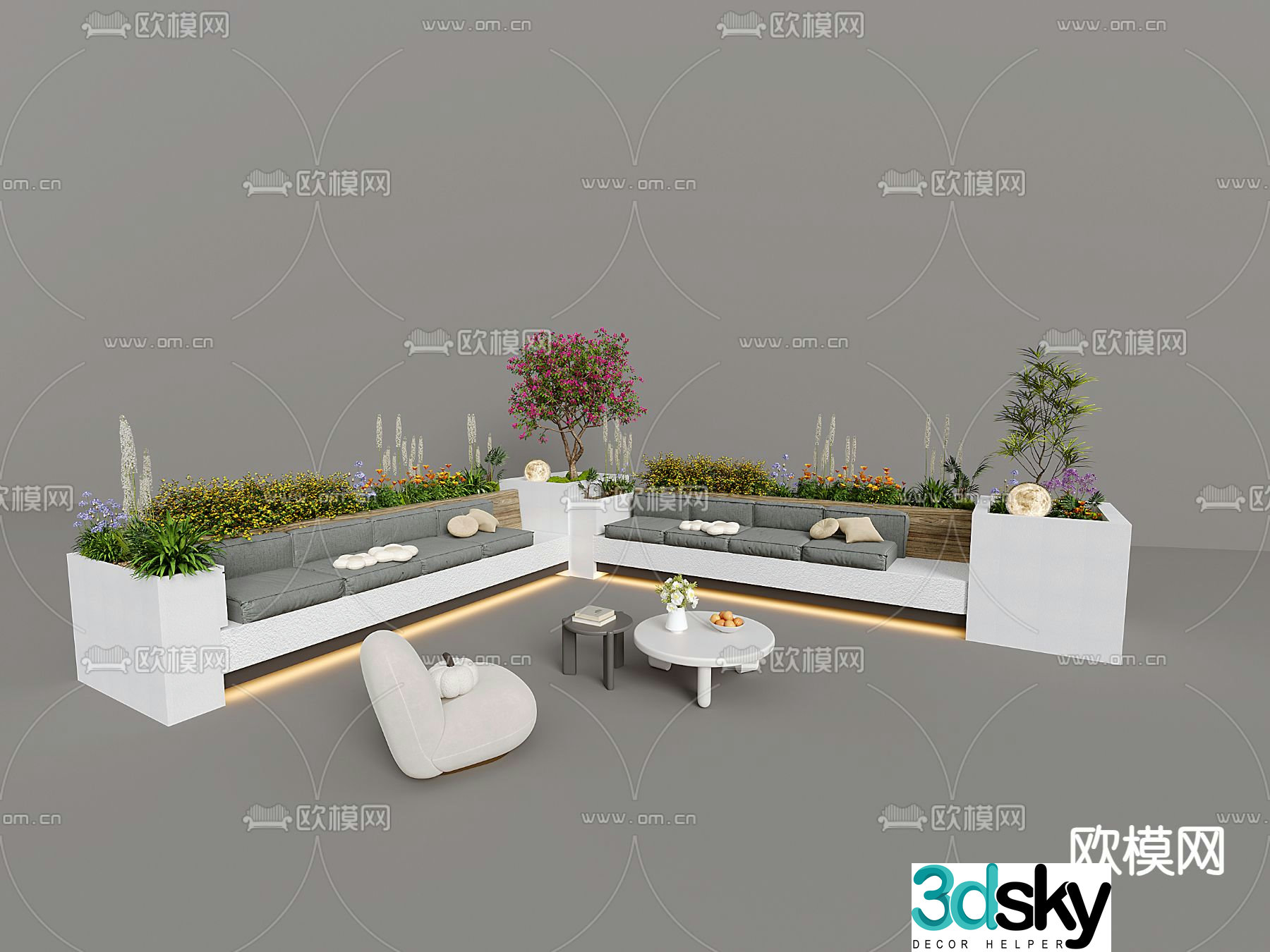 Garden seats outdoor tables and chairs seating sofa 3D model
