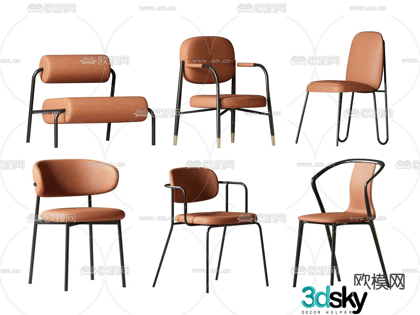Leather chair dining chair 3d model