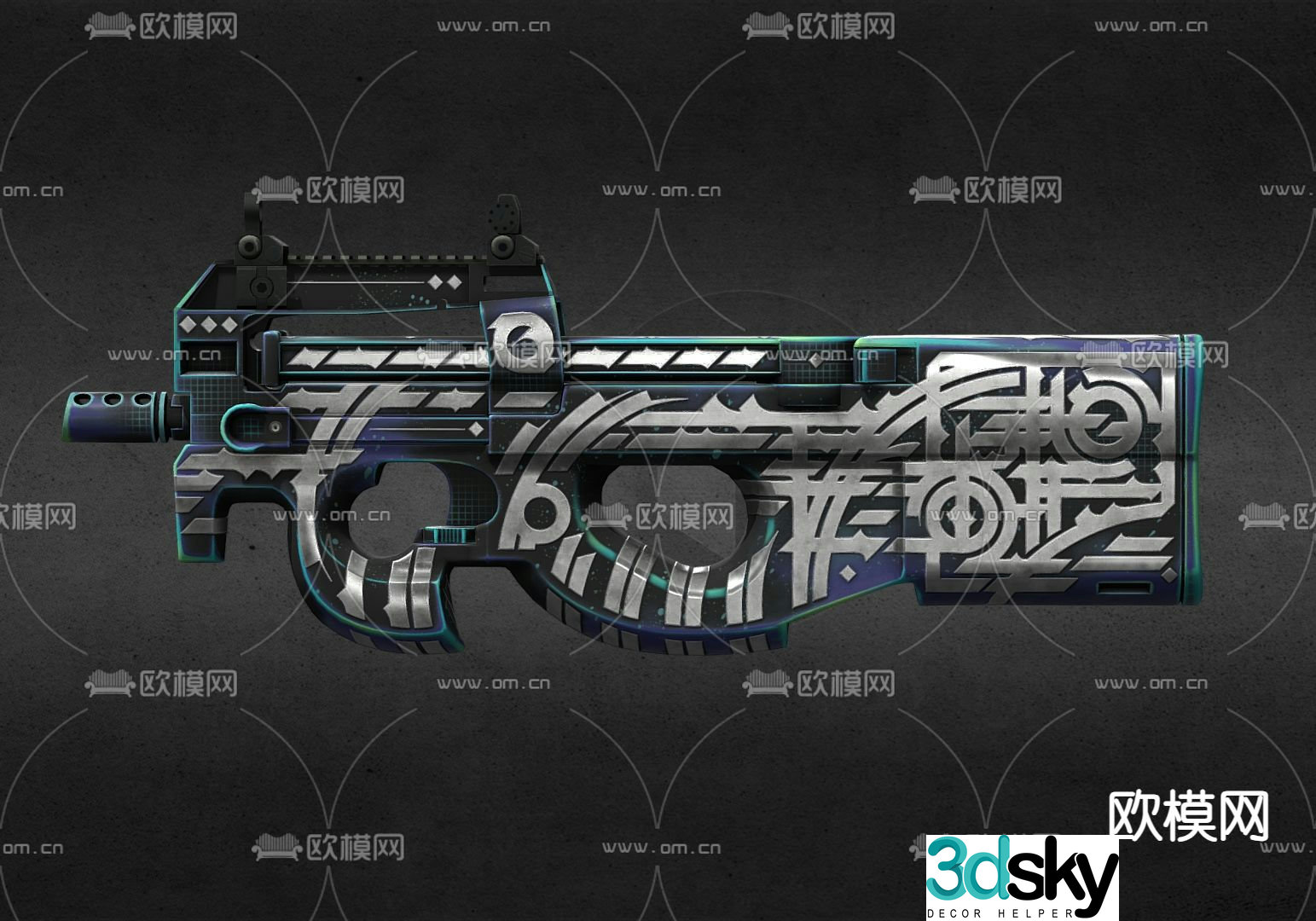 Camouflage pistol toy rifle 3d model
