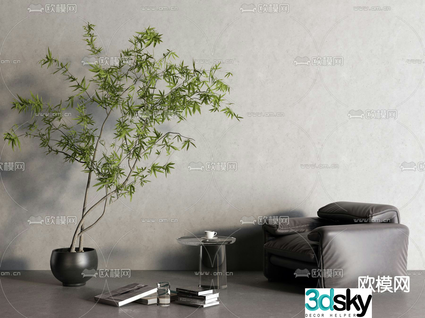Leather sofa single sofa 3d model