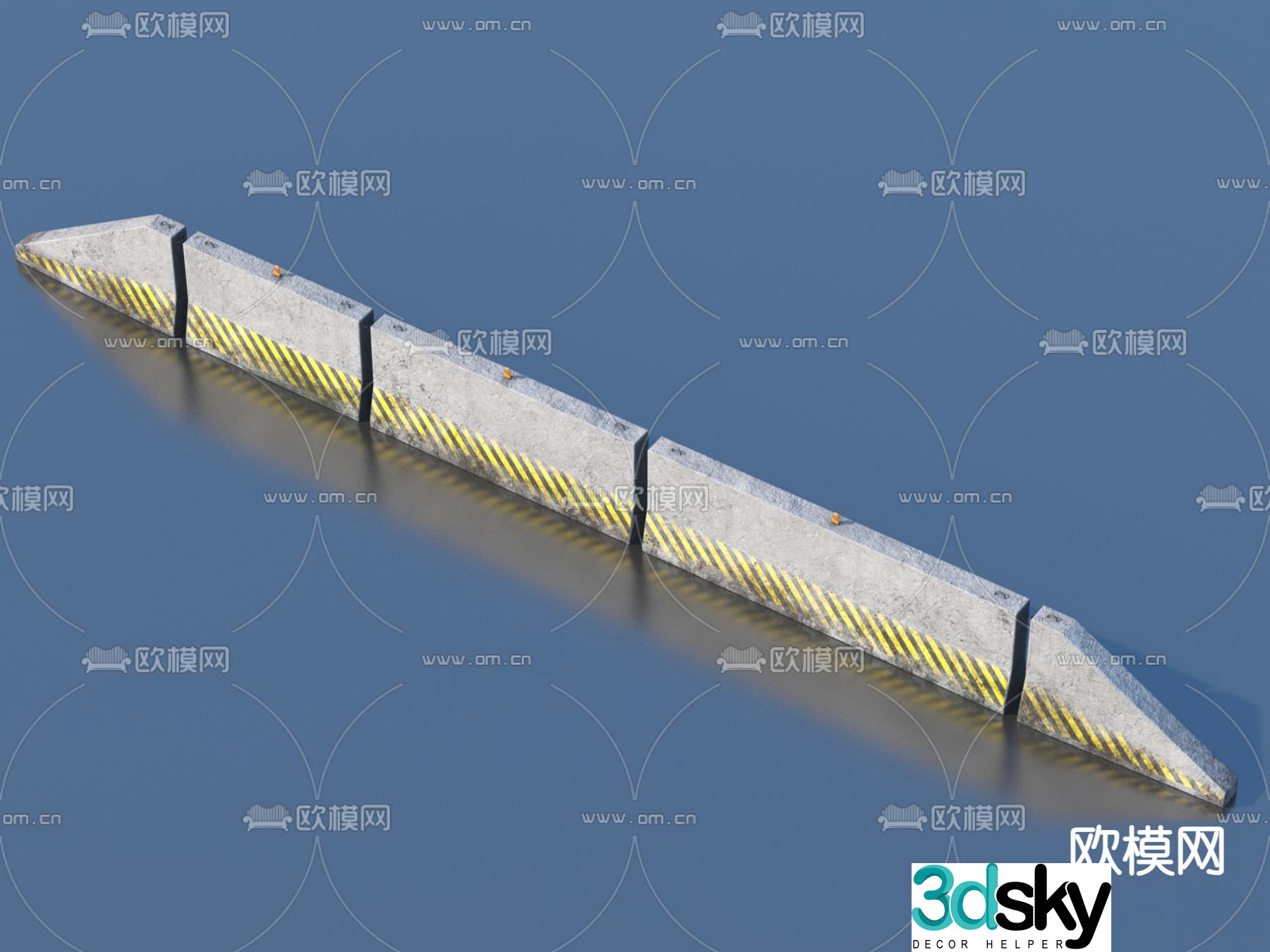 Cement roadblock traffic facilities 3d model