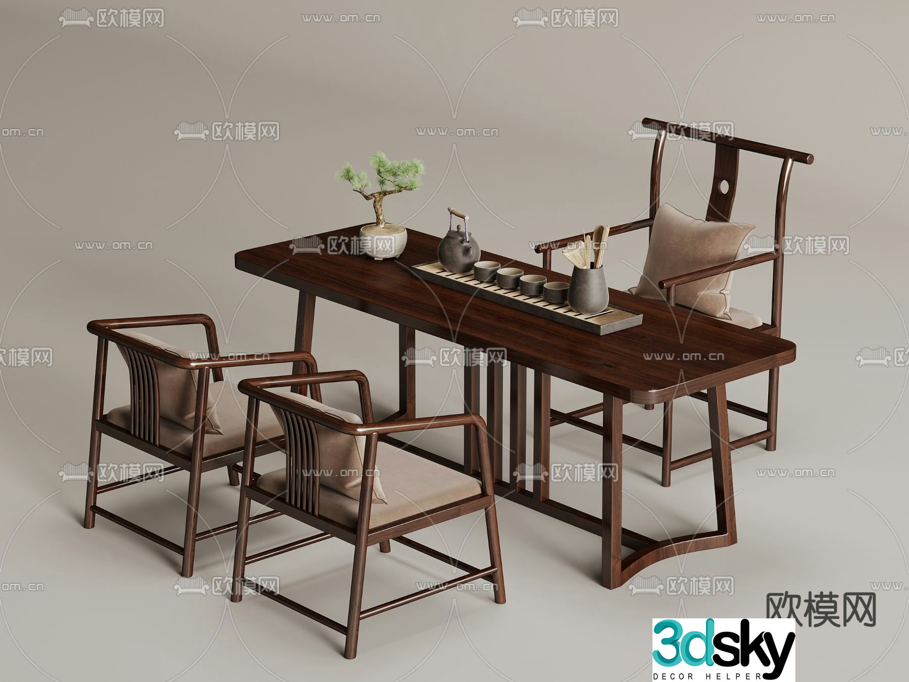 New Chinese style tea table tea table 3d model