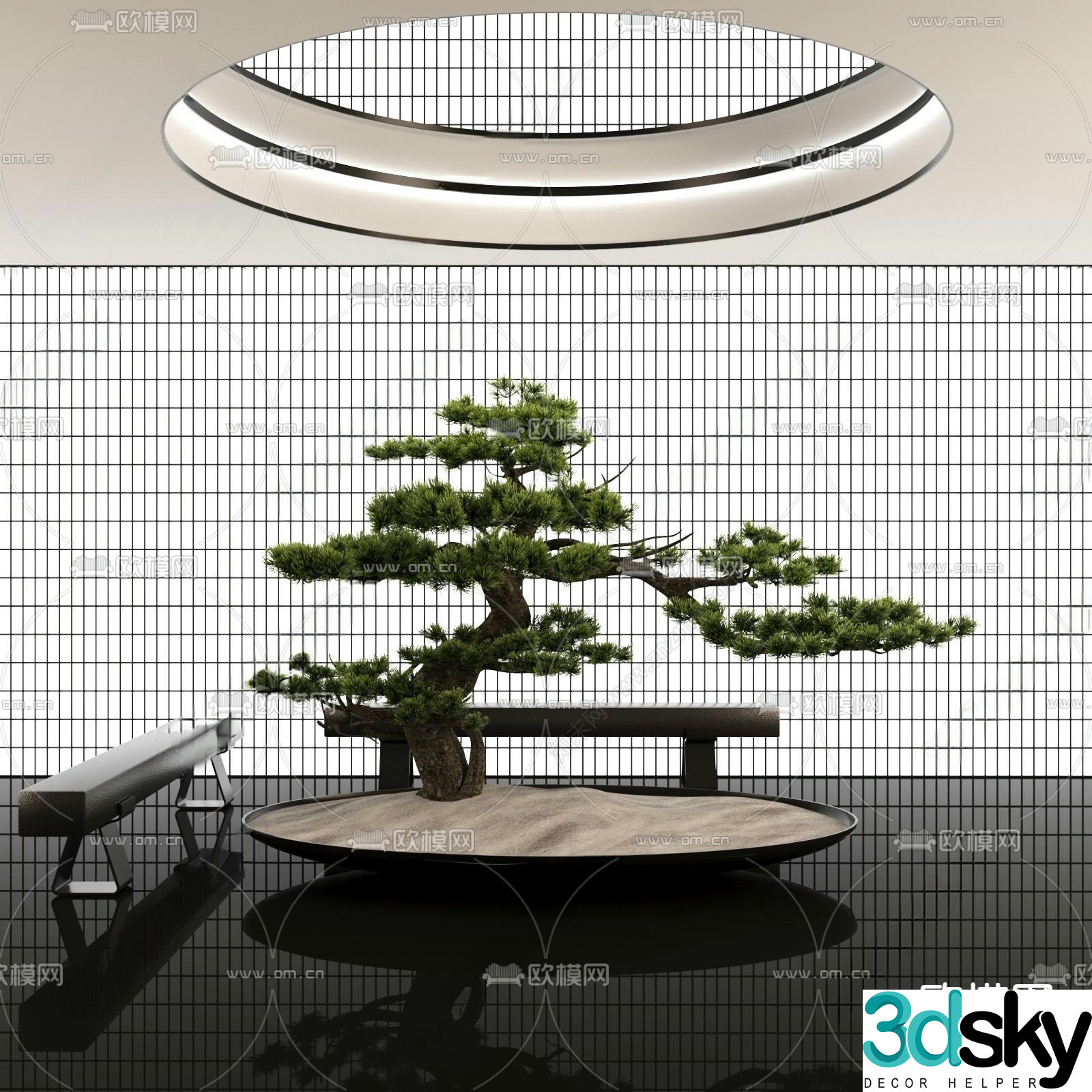 New Chinese style sketch landscape sketch 3D model