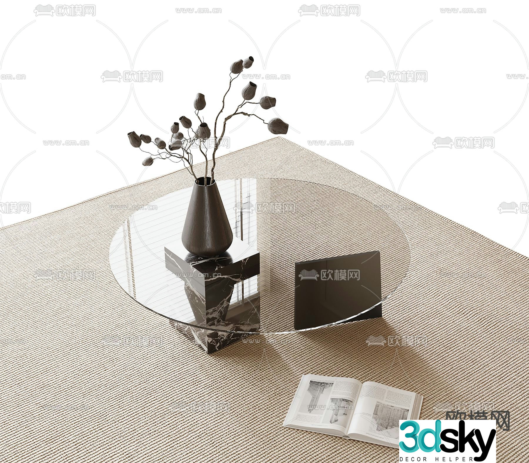Glass coffee table 3d model