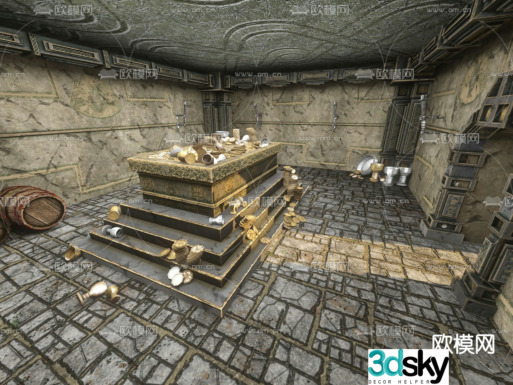 Cartoon treasure house cellar 3d model