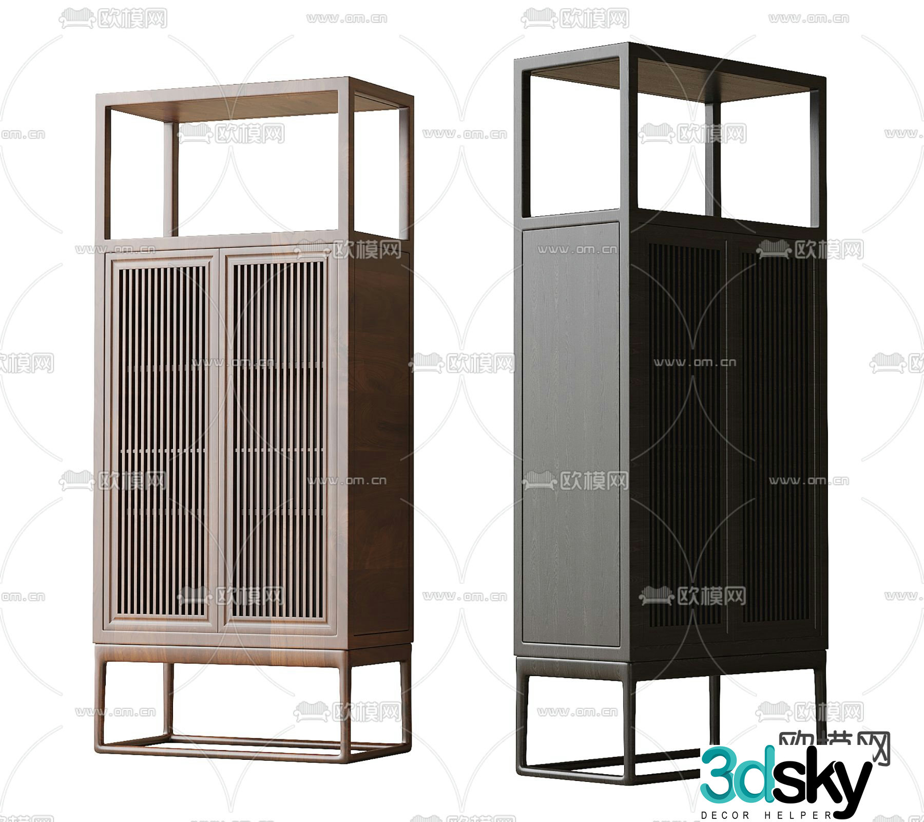 New Chinese style solid wood decorative cabinet 3D model