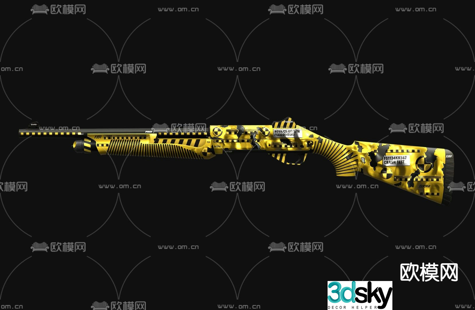 Yellow pistol toy rifle 3d model