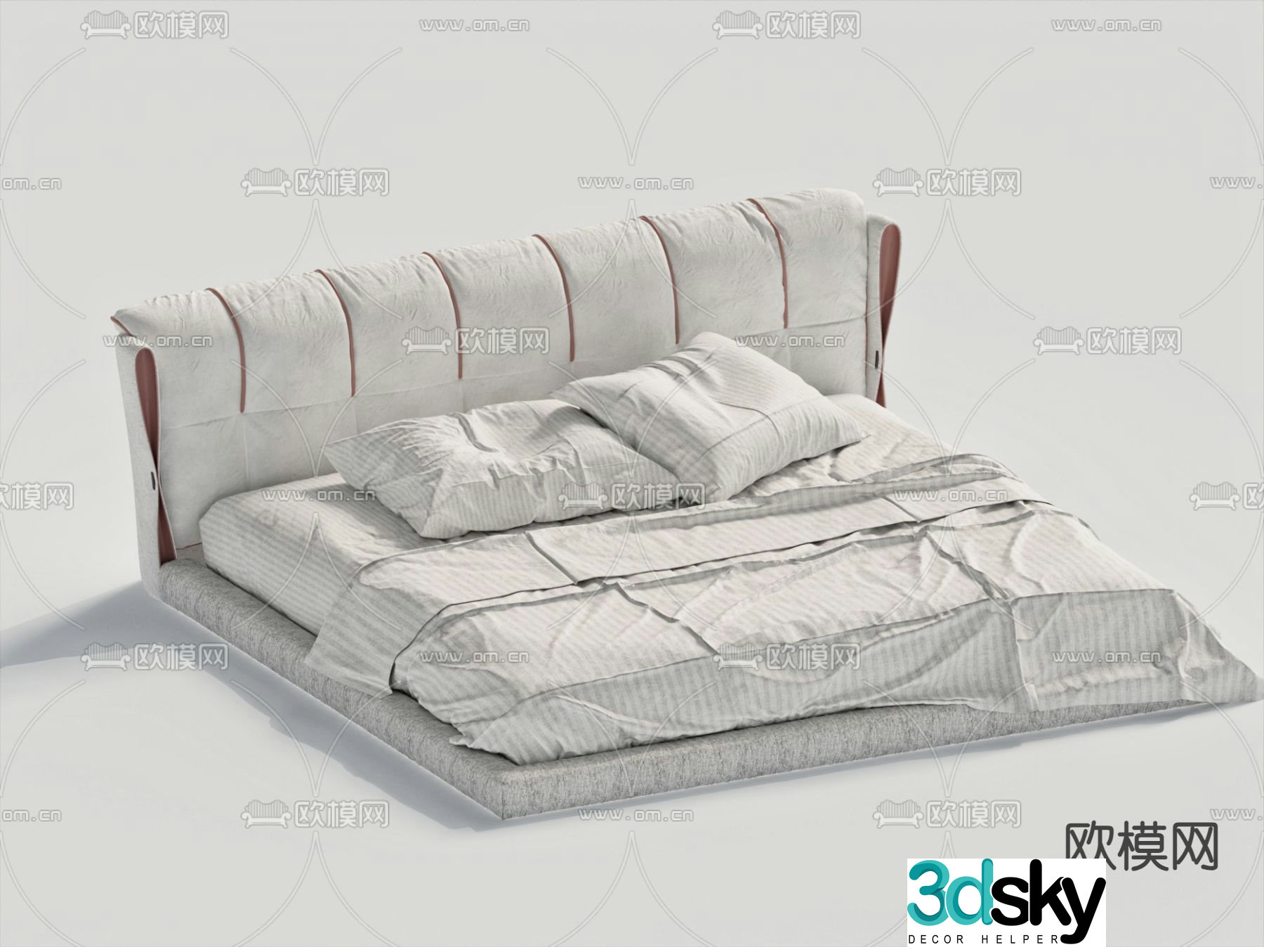 Modern double bed 3d model