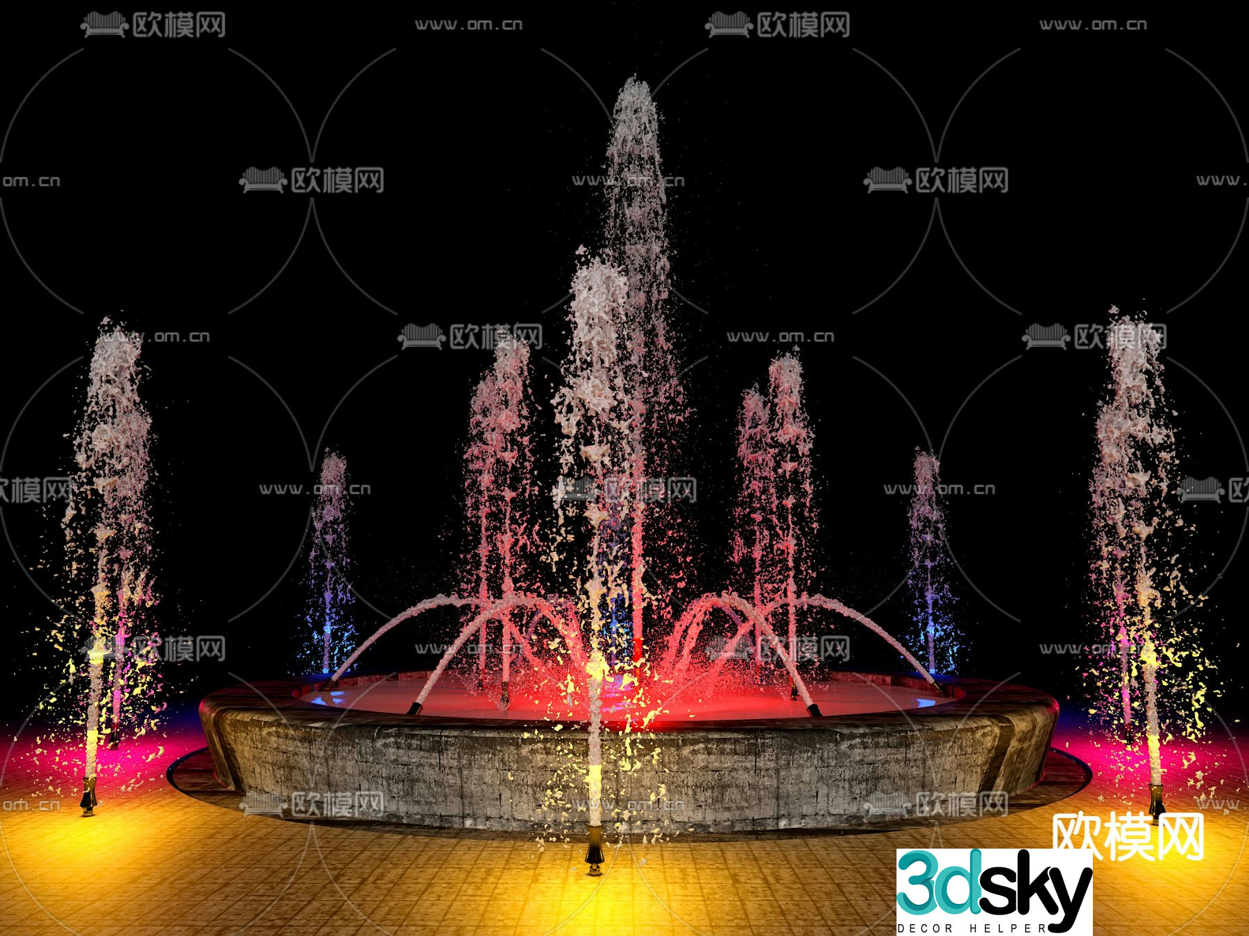 Music fountain square fountain 3d model