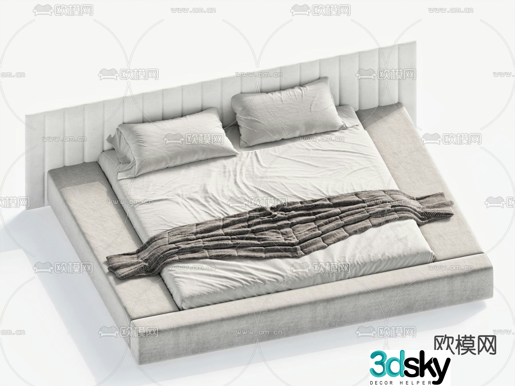 Modern double bed 3d model