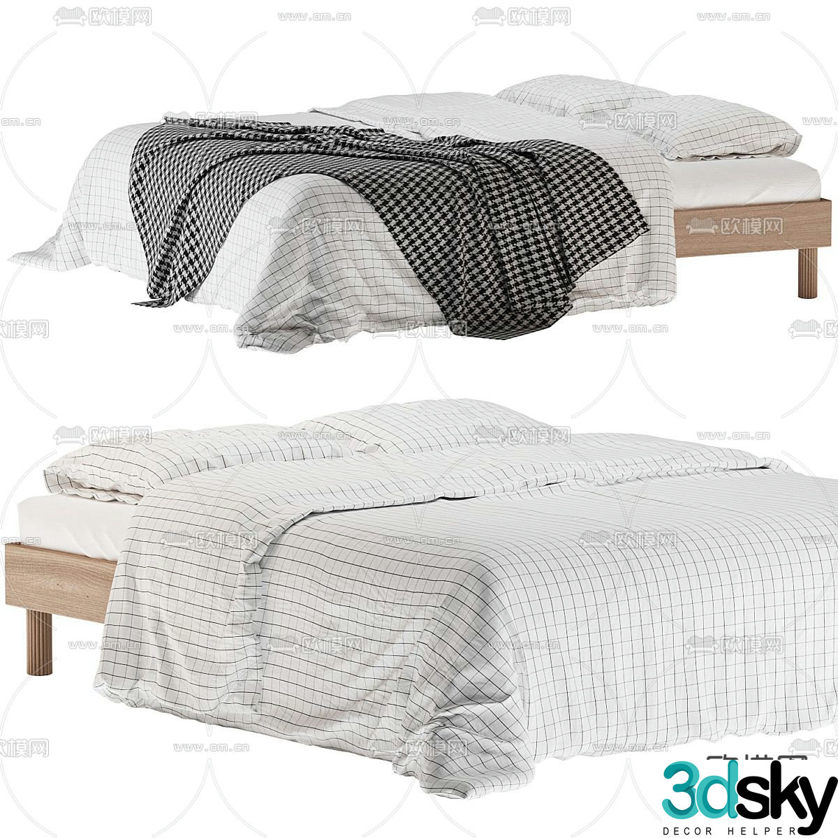Fabric double bed 3d model